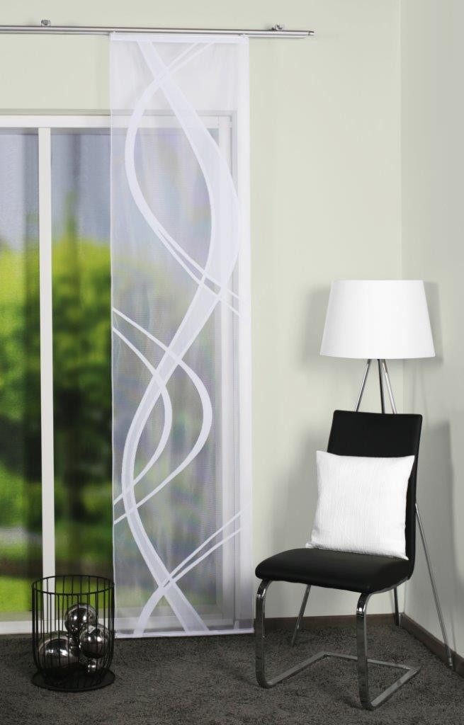 HOME WOHNIDEEN Schiebegardine 4er-Set Schiebegardinen TIBASO, Jacquard-Stoff, Farbe: Weiß, Maße: (4 St), Paneelwagen, halbtransparent, 100% Polyester