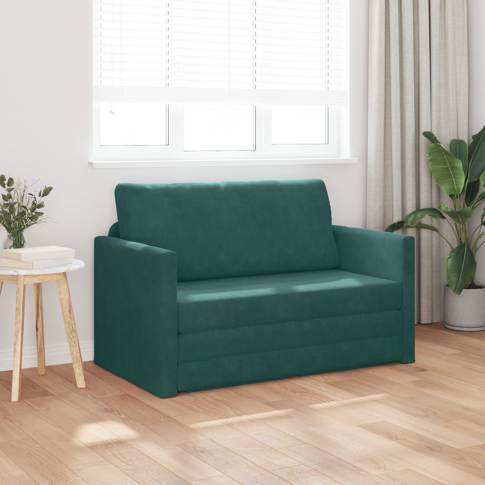 vidaXL Sofa Bodenschlafsofa 2-in-1 Dunkelgrün 124x204x61 günstig online kaufen