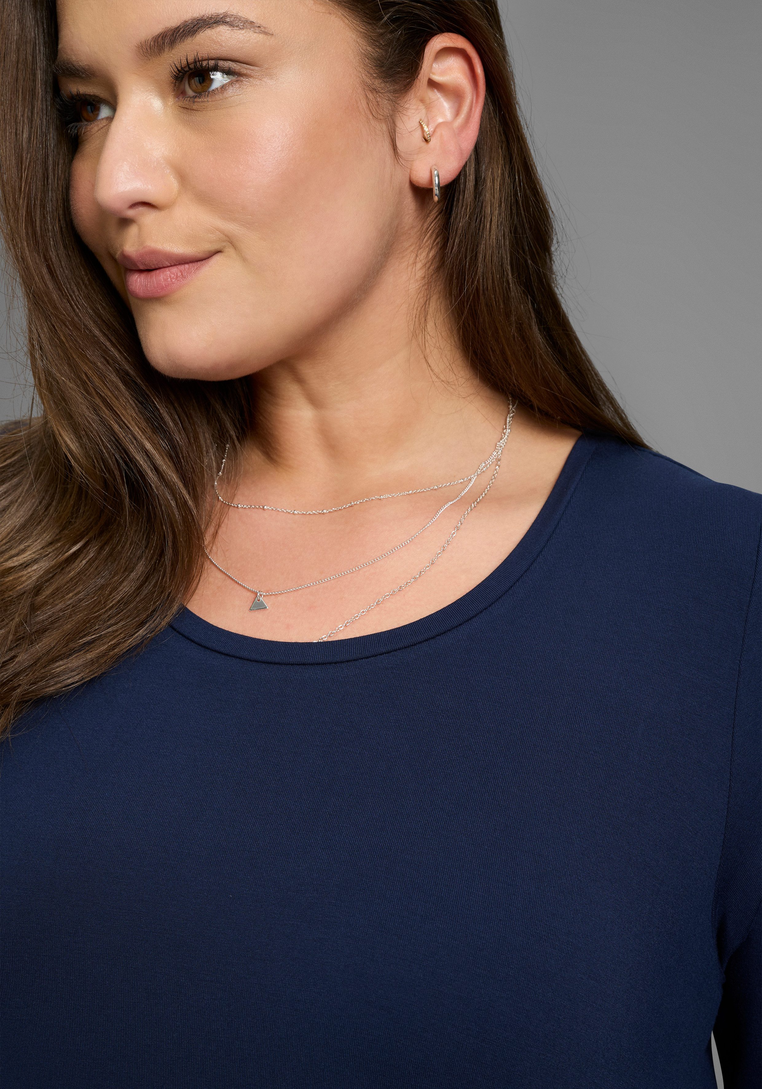 Laura Scott CURVE Tunikashirt mit 3/4-Ärmeln in schmeichelnder A-Linie – GROSSE GRÖSSEN