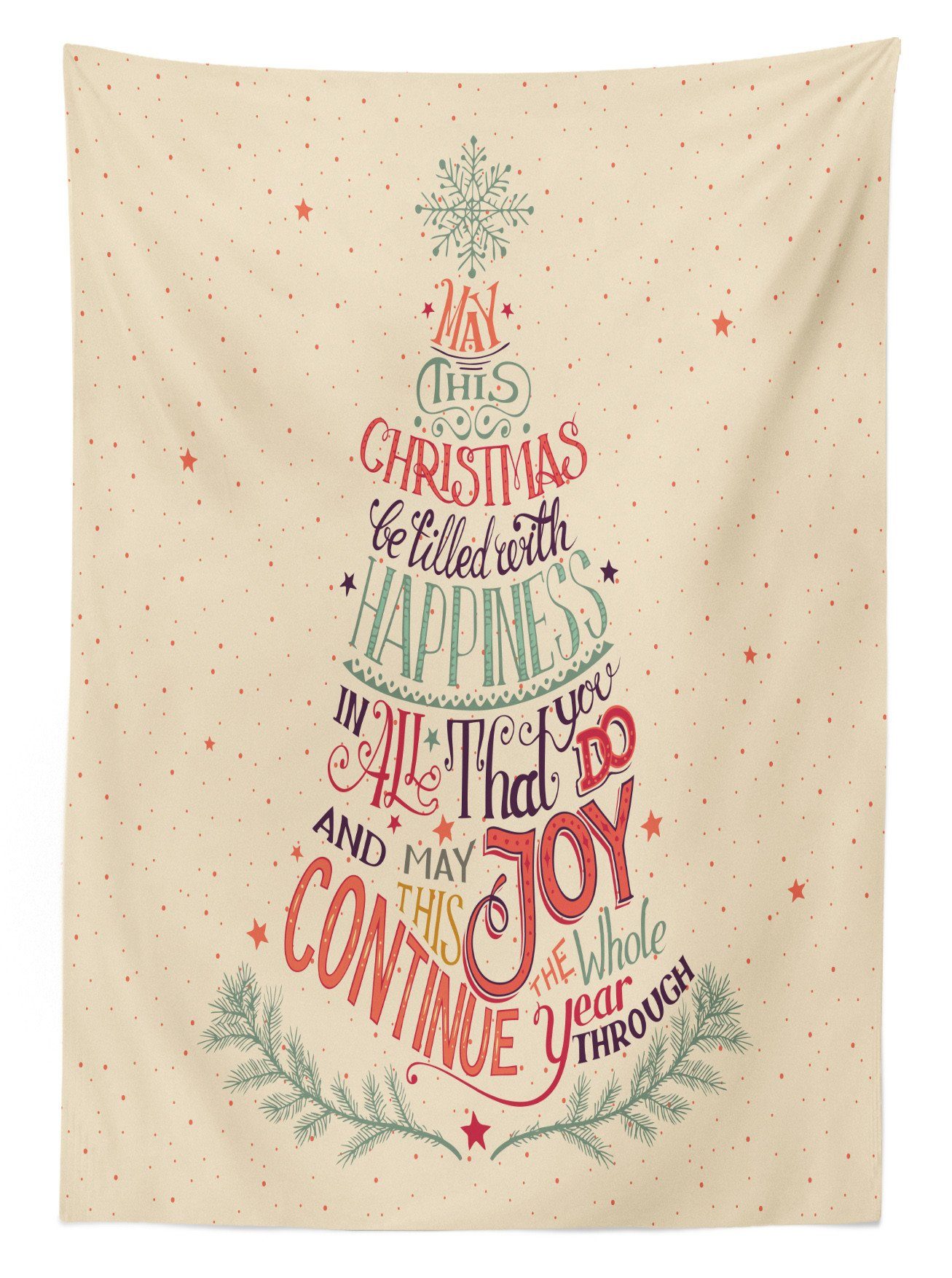 Farbfest Weinlese-Weihnachtsbaum-Worte den Außen Waschbar Abakuhaus Für Tischdecke Bereich geeignet Weihnachten Klare Farben,