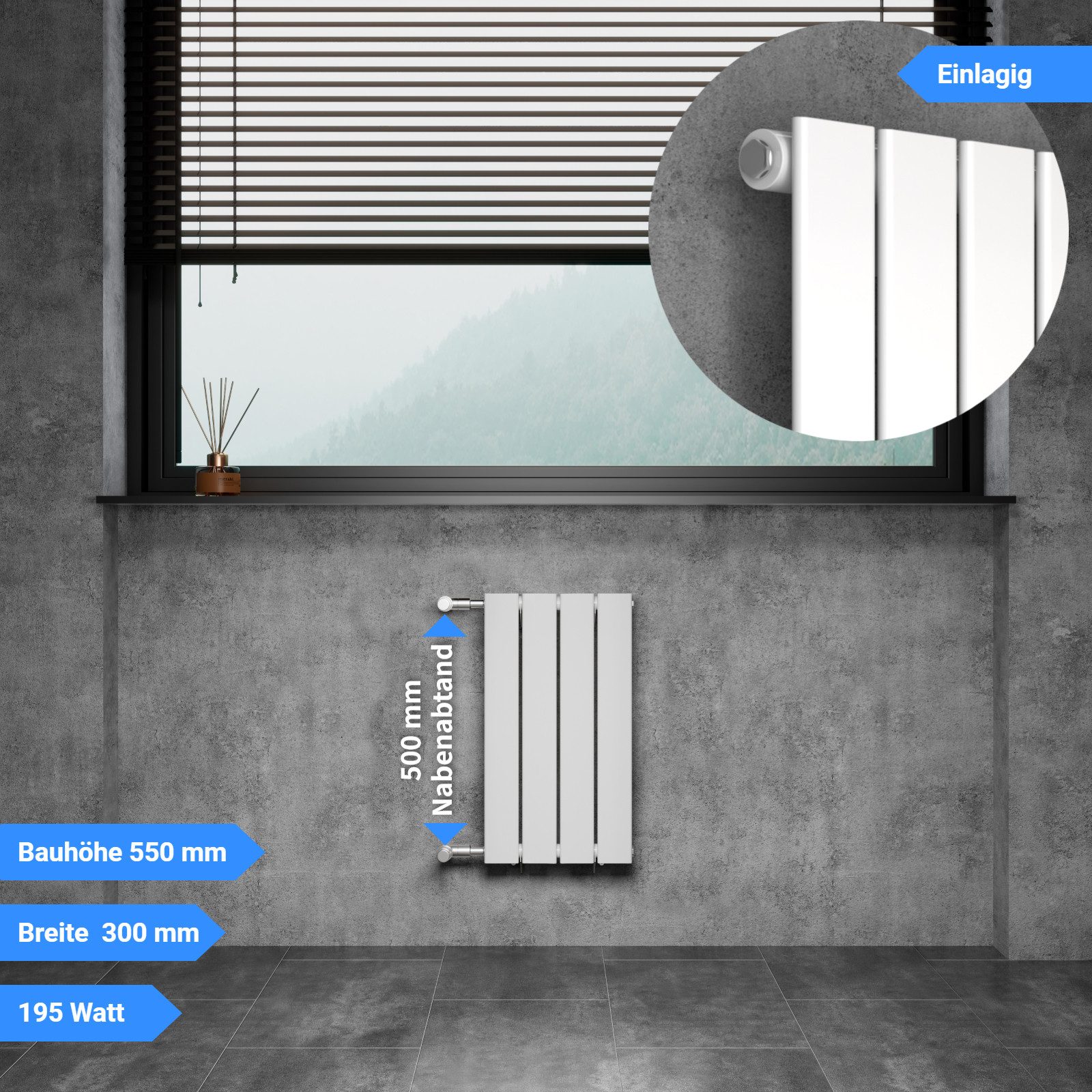 WITEN&NOCK Badheizkörper Flach Paneelheizkörper mit Seitenanschluss Nabenab günstig online kaufen