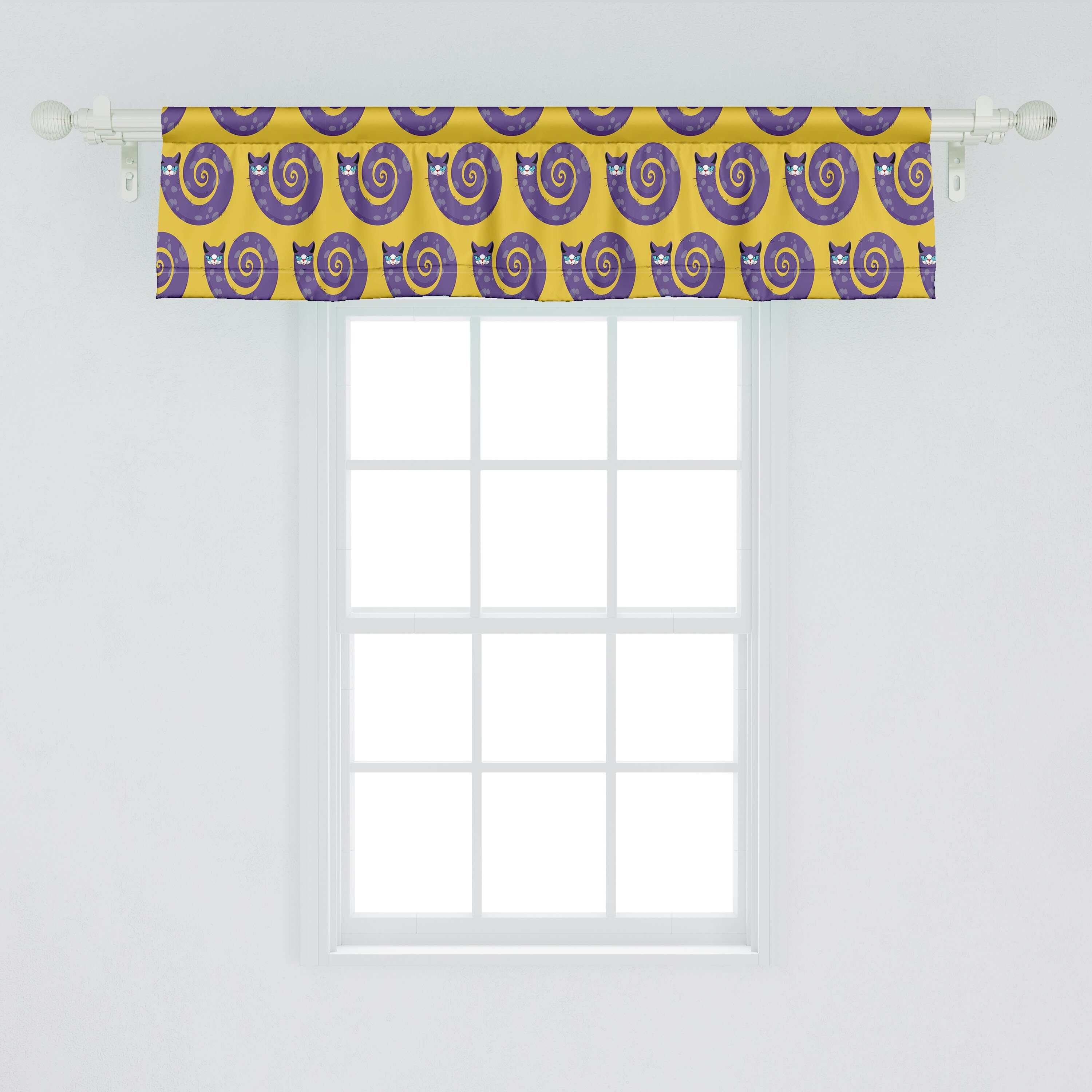 Scheibengardine Vorhang Volant für Dekor Kindisch Microfaser, in Abakuhaus, Stangentasche, Küche Kunst Katzen Schlafzimmer mit Spiralformen