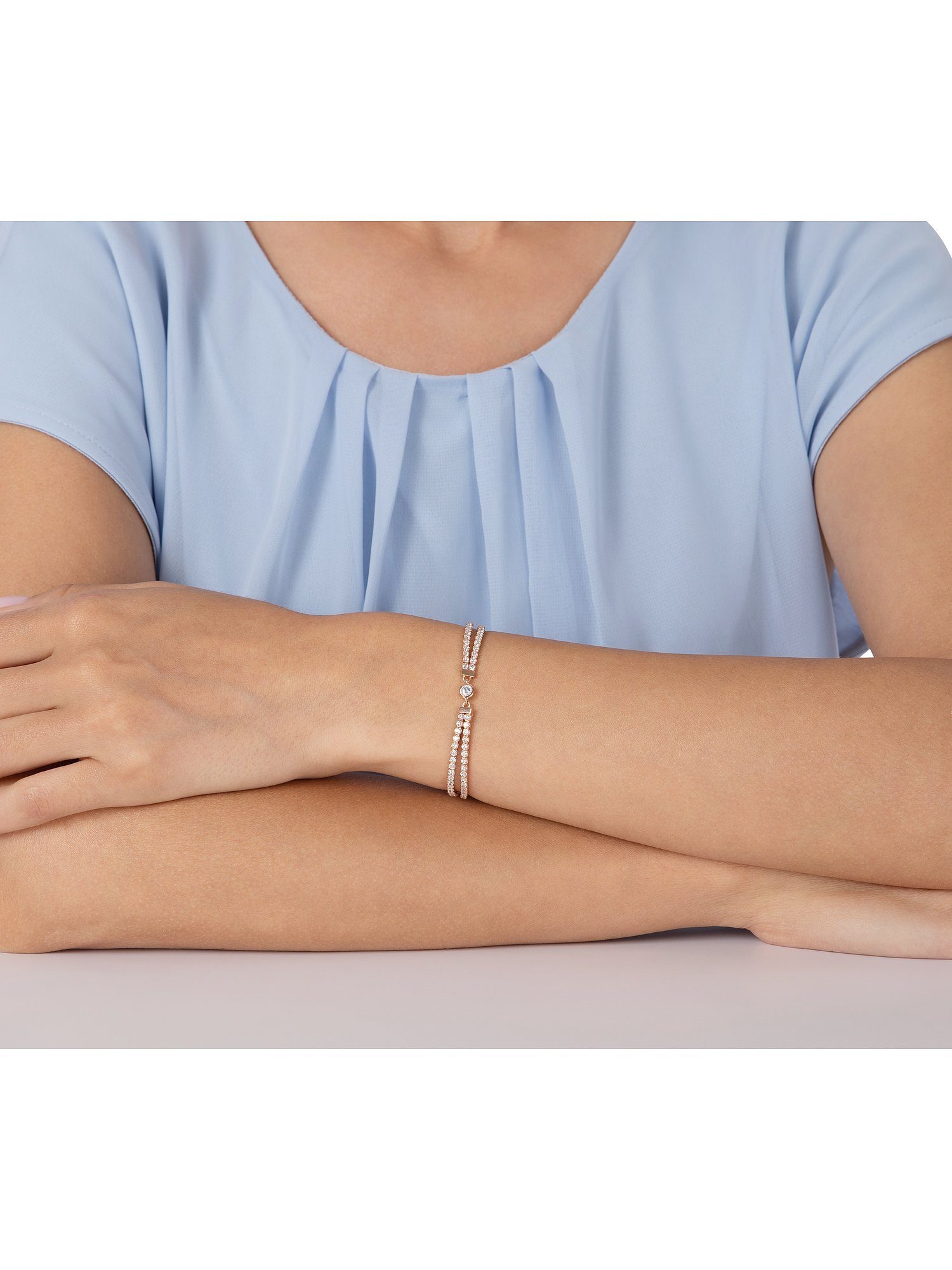 Silber 123 JETTE Armband 925er Damen-Armband JETTE Zirkonia, roségold modern