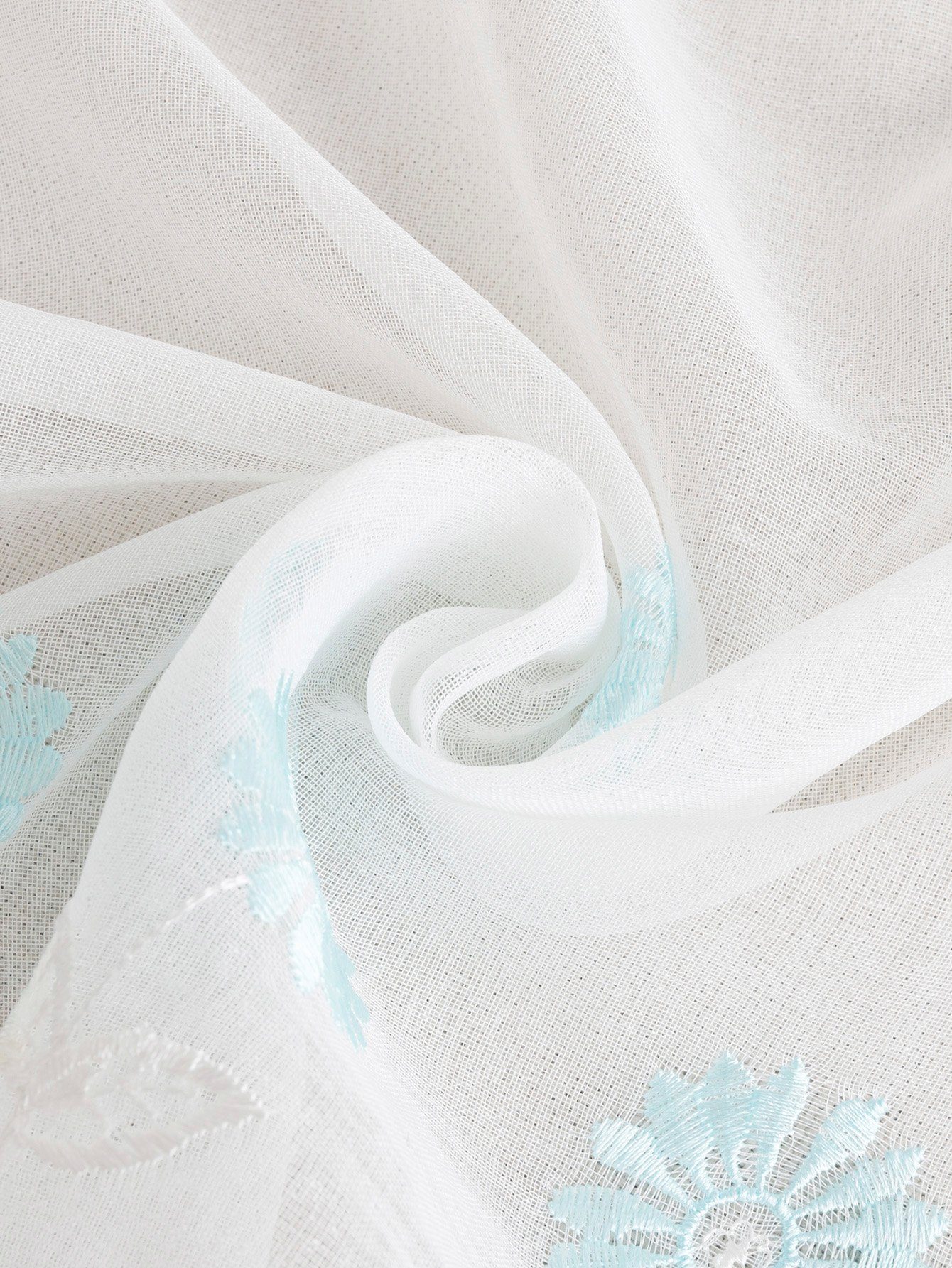 Polyester Stangendurchzug HOMEIDEAS, (1 blaue Gardine, halbtransparent, Blume St),