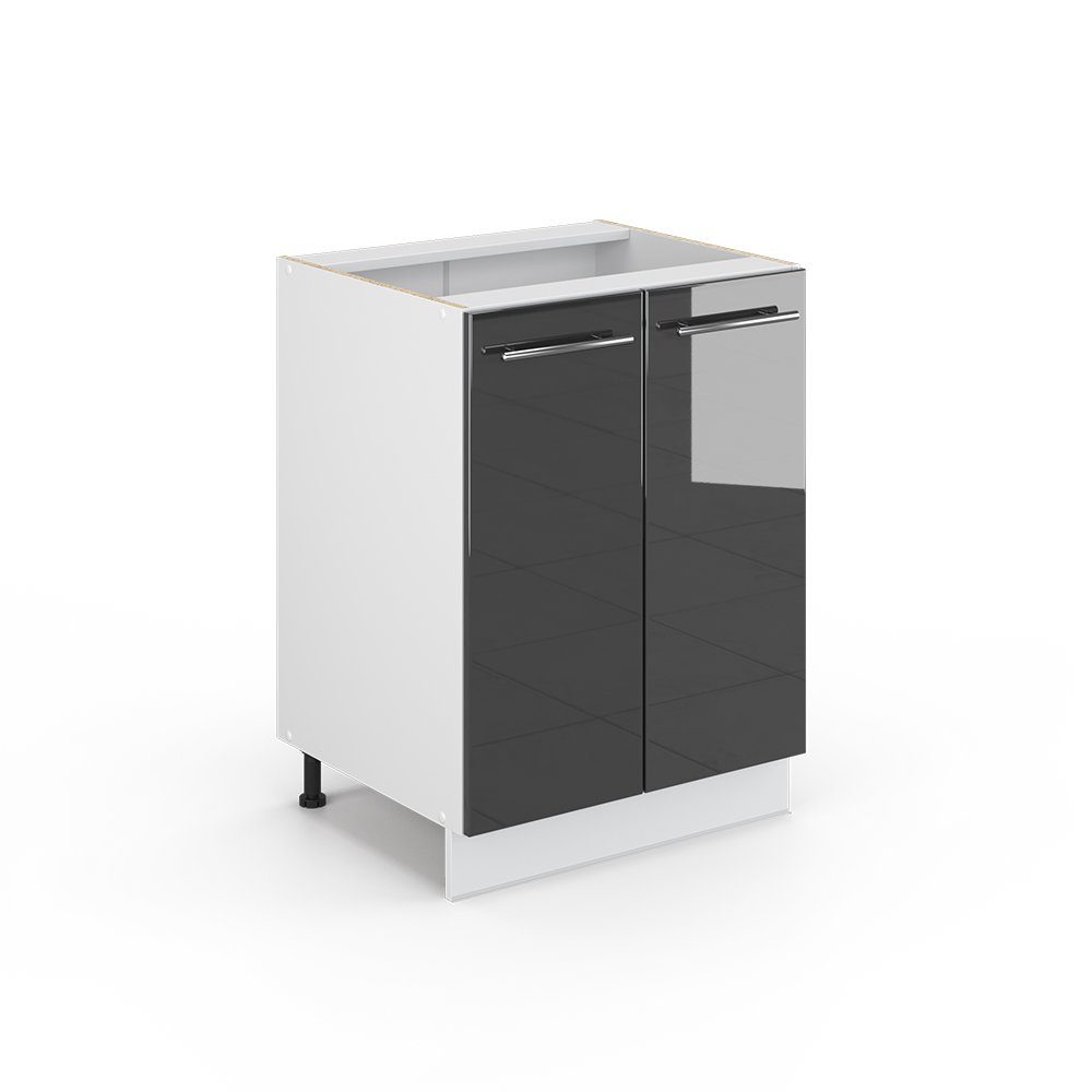 Vicco Unterschrank Fame-Line, Anthrazit Hochglanz/Weiß, 60 cm ohne Arbeitsplatte (1-St)