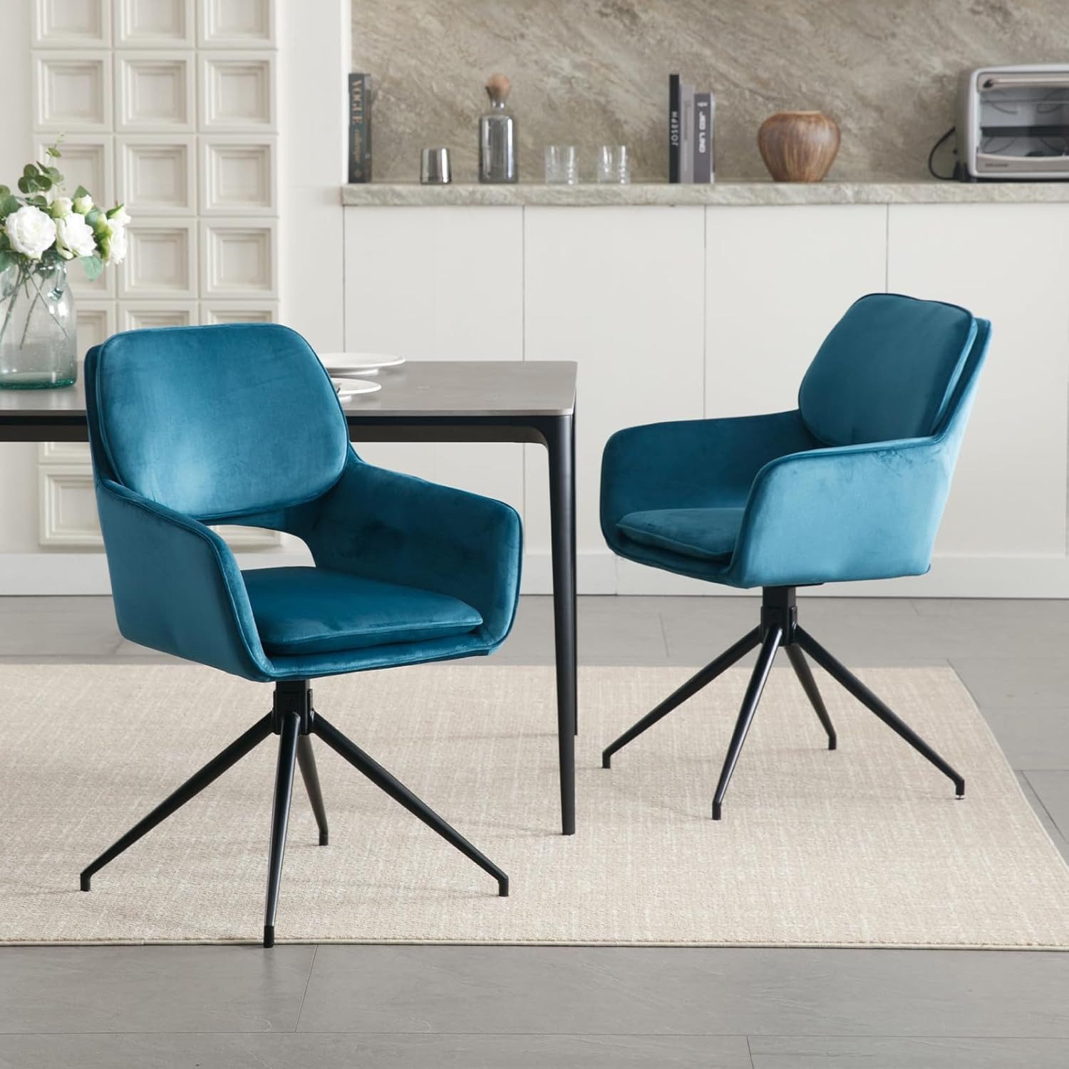 CHAIRUS Esszimmerstuhl 2er Set Drehstühle Chenille/Samt/Kunstfell günstig online kaufen