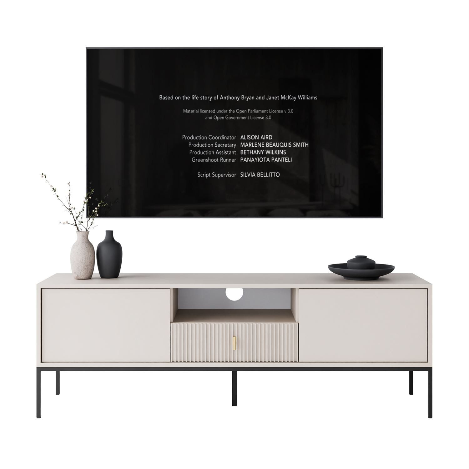 Lookway TV-Schrank MIDNIGHT mit Schubladen auf Gestell 154,539x52,5 cm