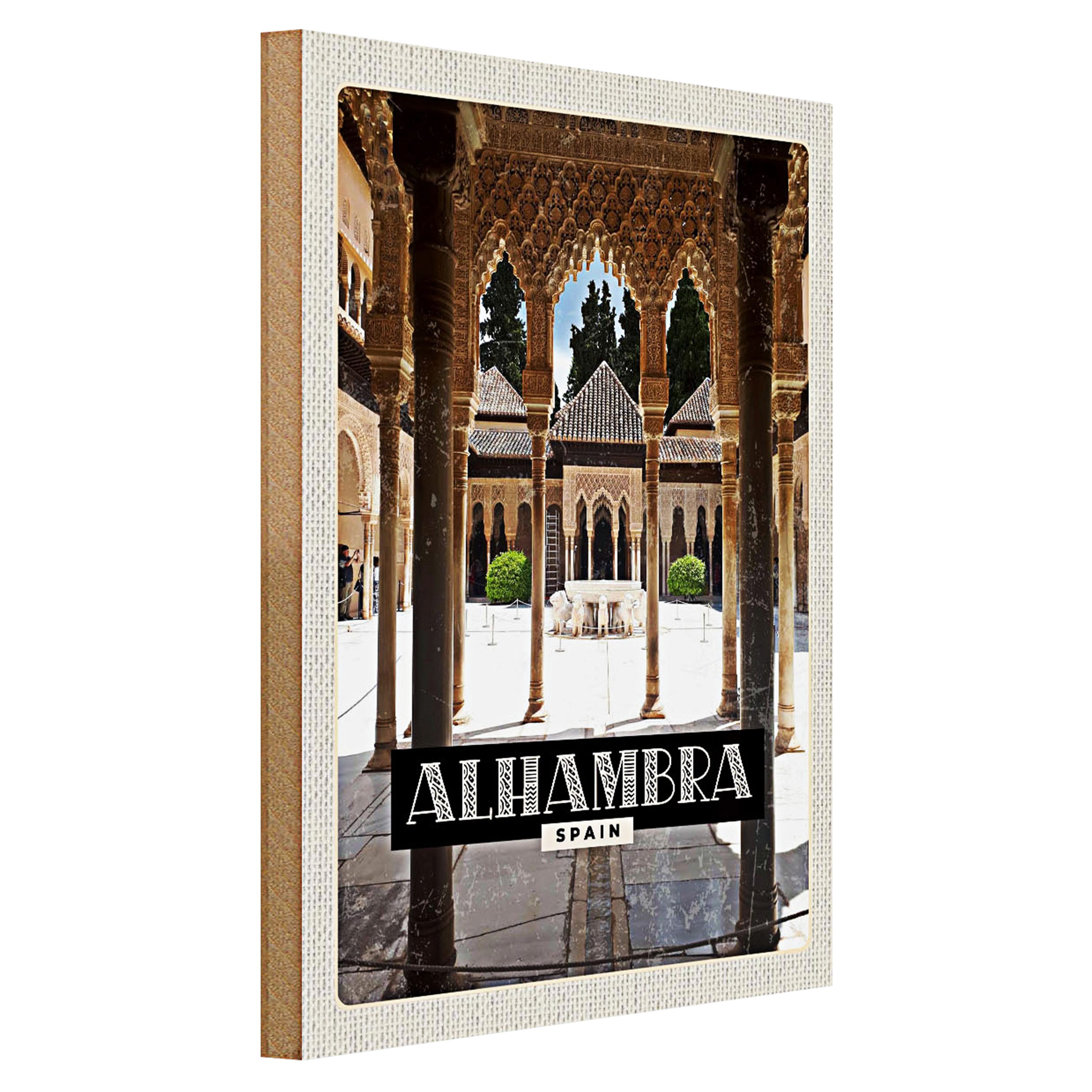 Roomando Holzbild Reise 30x40cm Alhambra Spain Tourismus Urlaub