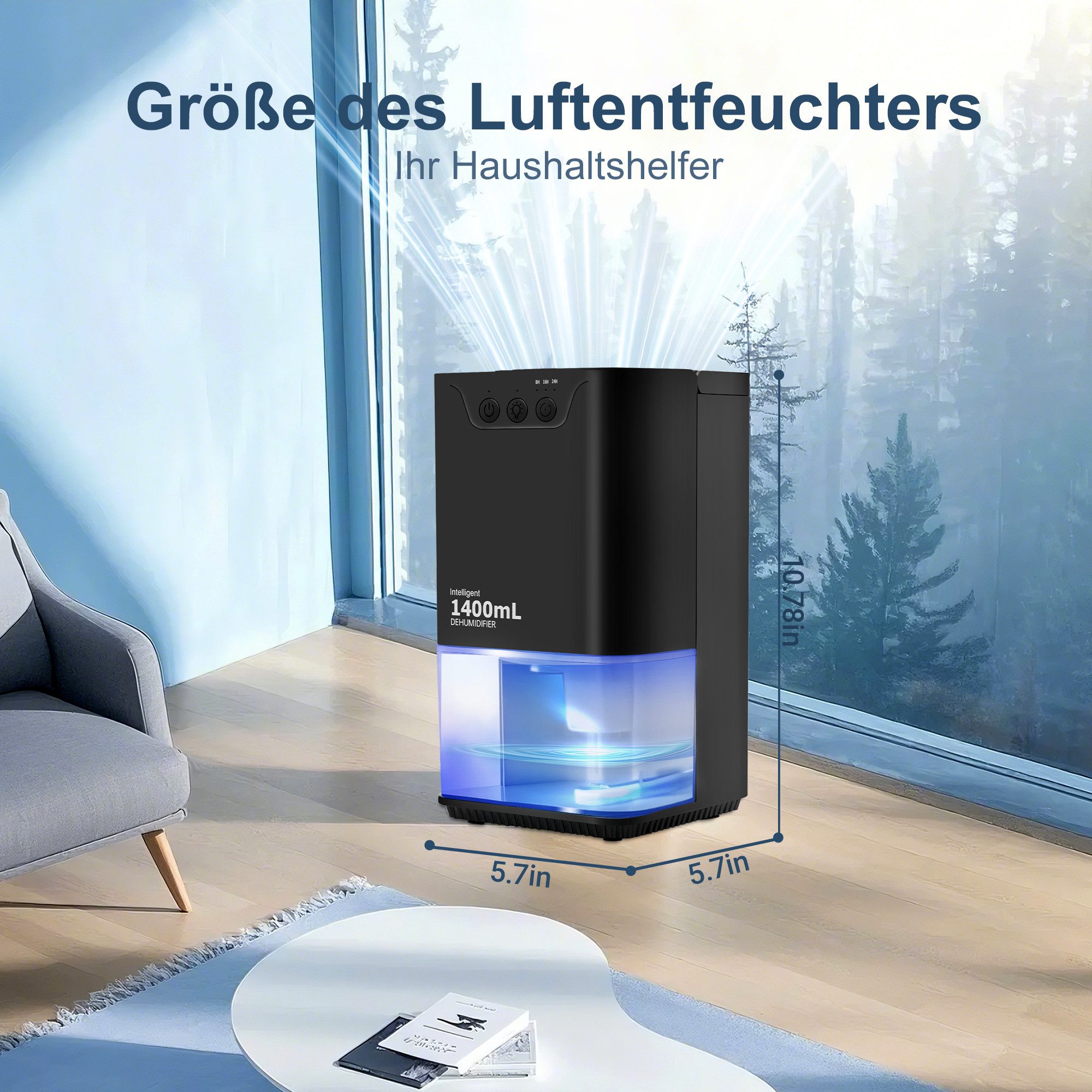 Nettlife Luftentfeuchter Elektrisch 1400ml Entfeuchter Leiser Raumentfeucht günstig online kaufen