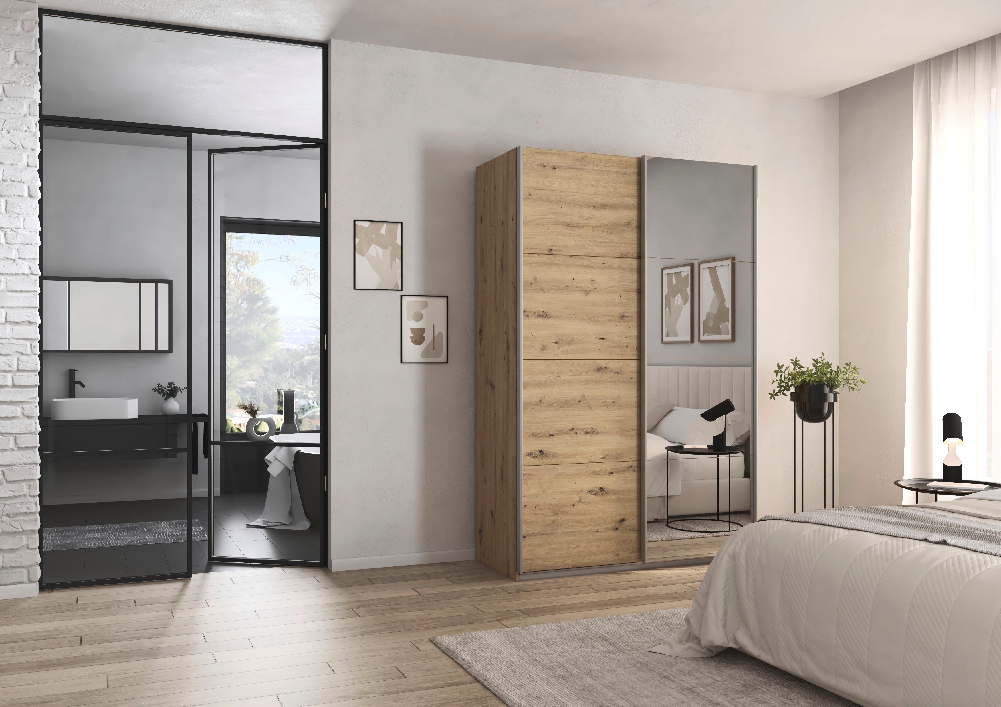 rauch Schwebetürenschrank Kleiderschrank Schrank Garderobe Schlafzimmerschrank CORTONA (erhältlich in Breite: 136/181/203/226/271/315/360 cm, Höhe: 210/229 cm) in 3 Ausstattungen BASIC/CLASSIC/PREMIUM (SOFT-CLOSE) MADE IN GERMANY