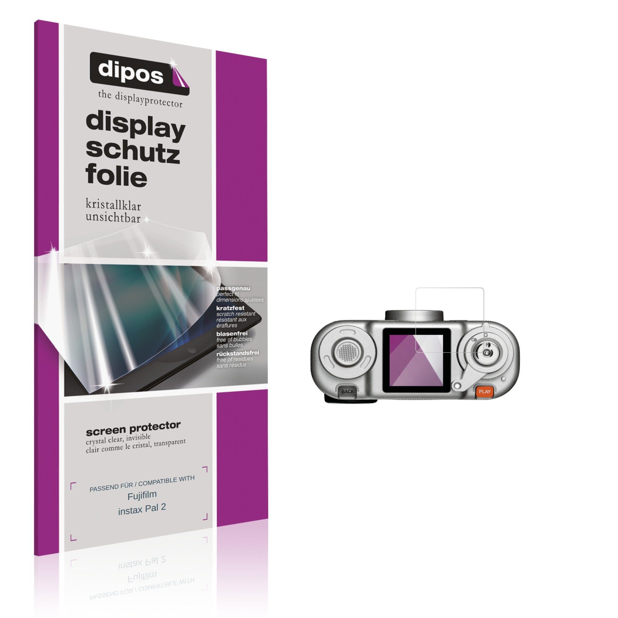 dipos Displayschutzfolie Schutzfolie für Fujifilm instax Pal 2, 4 Stück, Displayschutz Schutz Folie Made in Germany