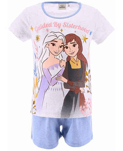 Disney Frozen Schlafanzug Elsa & Anna (2 tlg) Mädchen Shorty aus nachhaltigen Materialien Gr. 104 - 128cm