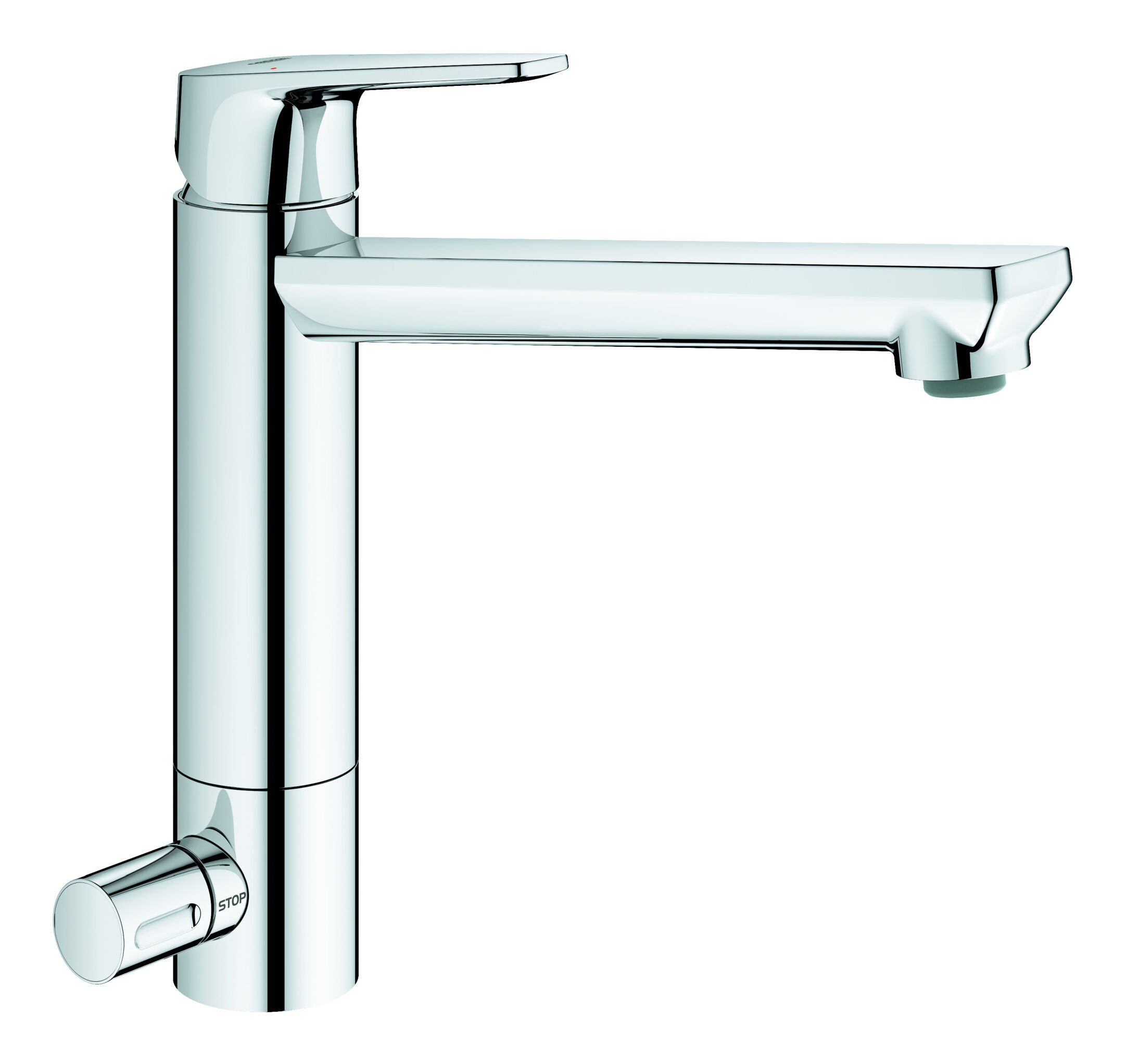 Grohe Küchenarmatur BauEdge Einhand integriertes Absperrventil mittelhoher Auslauf - Chrom