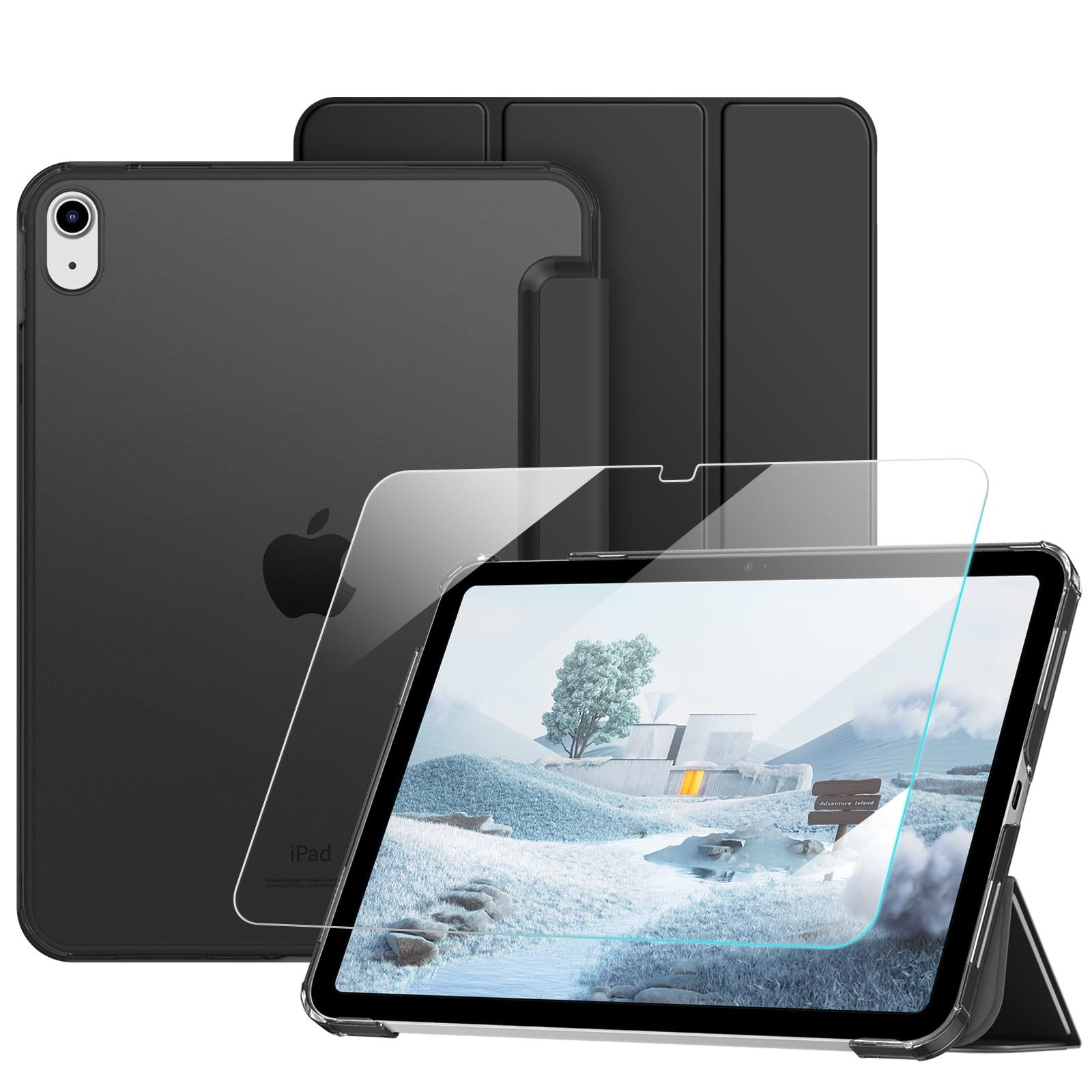 Fintie Tablet-Hülle mit Schutzfolie für iPad A16 11.Gen 11'' 2025, iPad 10.Gen 10,9'' 2022 11 Zoll/10.9 Zoll, Ultradünne Stand-Schutzhülle mit Hart-PC Transparenter Rückseite