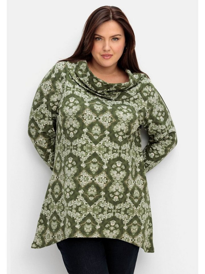 Sheego Sweatshirt Große Größen mit Ornamentdruck und Zipfelsaum