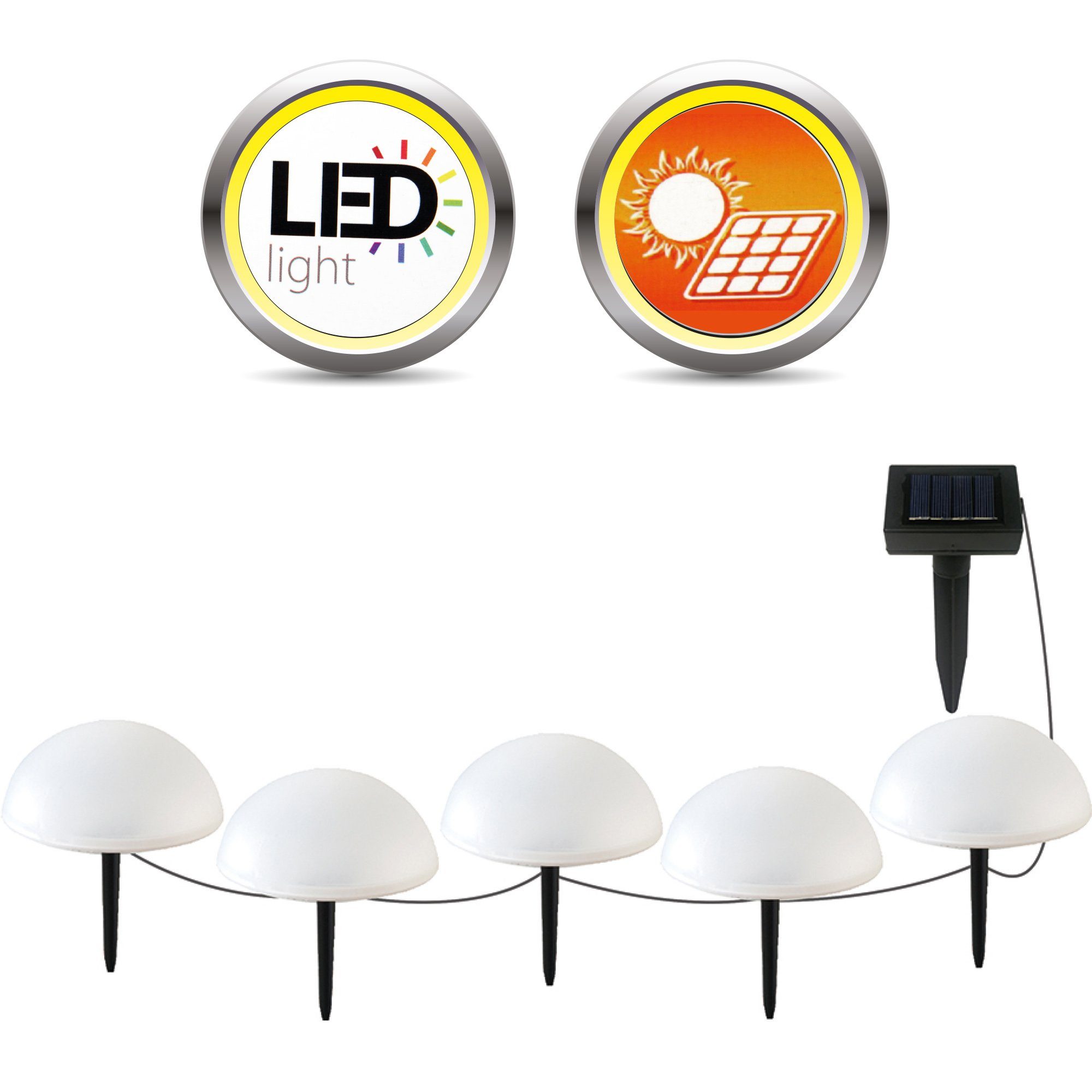 LED Lichterkette integriert, Warmweiß, Solarleuchte für LED SBL-04576, Bodenstrahler IP44 Bestlivings den Set 5er Garten, fest