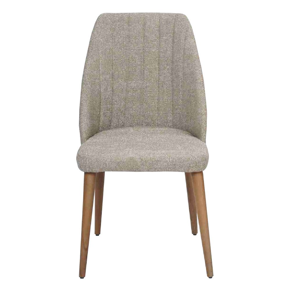 JVmoebel Esszimmerstuhl Eleganter Polsterstuhl aus Holz mit grauem Textilbezug, Made in Europa