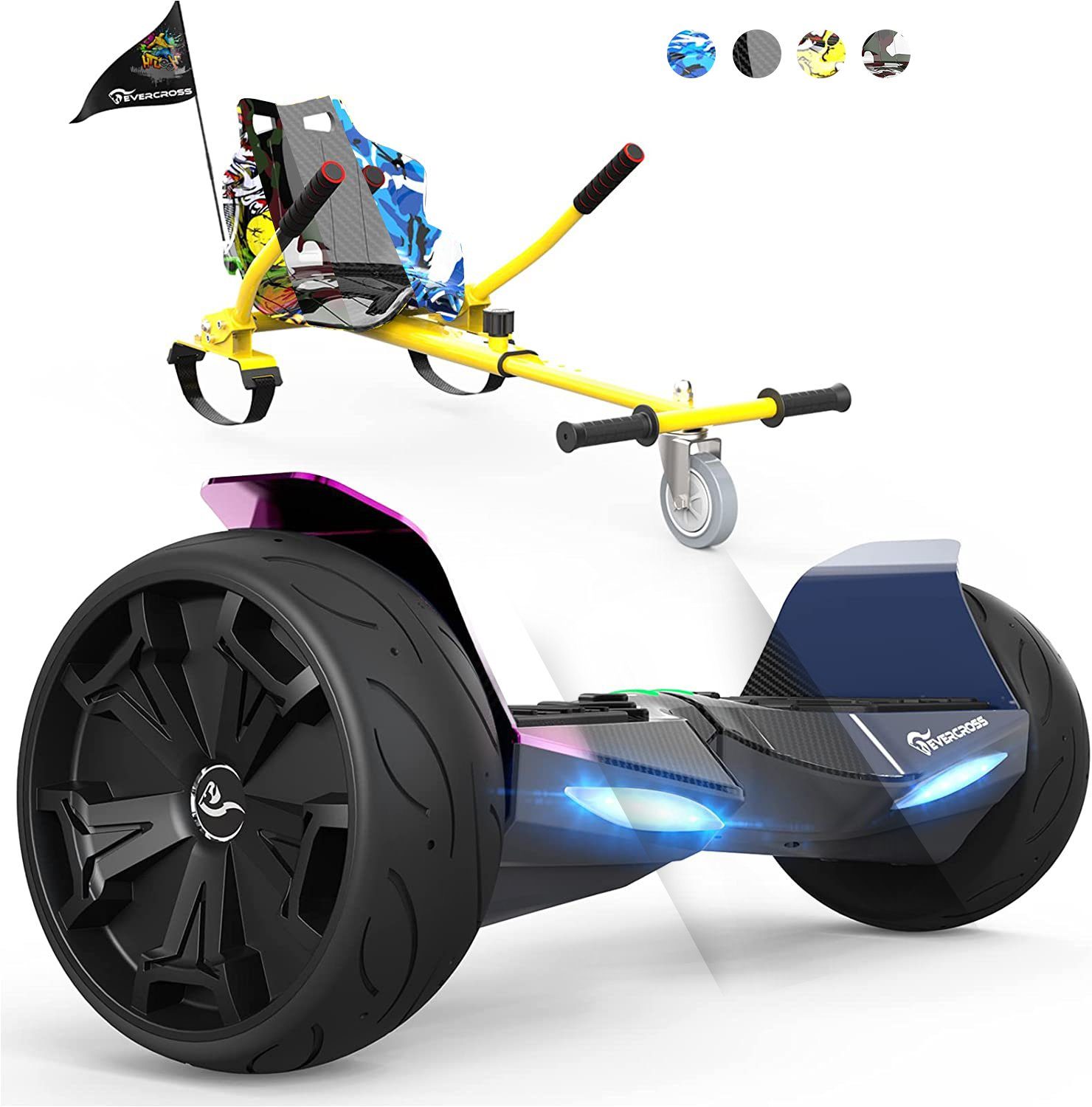 APP Steuerung EVERCROSS Hoverboards mit Kart 8,5 Hover Board Kinder Go Kart mit Bluetooth All Terrain Self Balancing Scooter für Teenager Erwachsene 