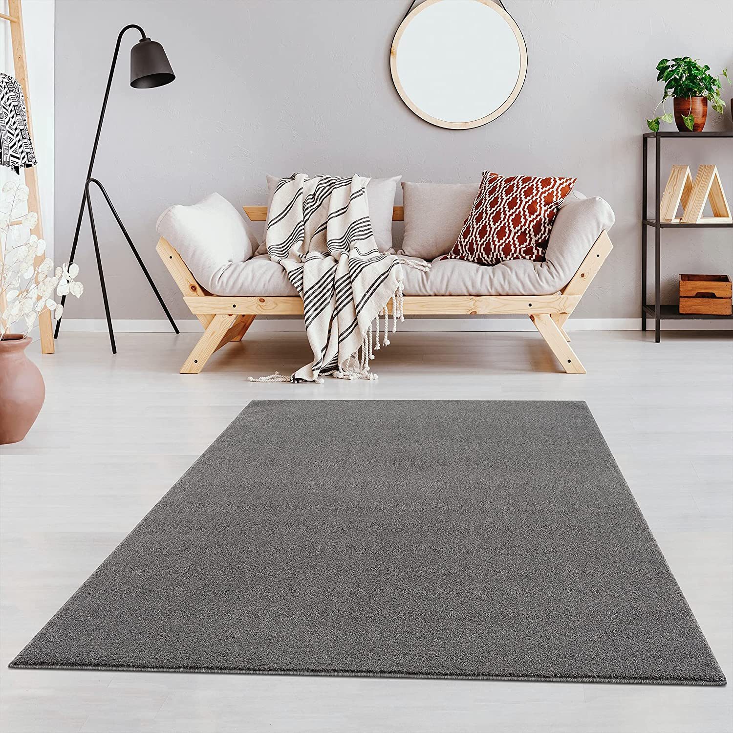 Jimri Teppich Lotus Wohnzimmer Teppich Einfarbig Kurzflor Läufer Uni, Rechteckig, Wohnzimmer Teppich Einfarbig Kurzflor Läufer