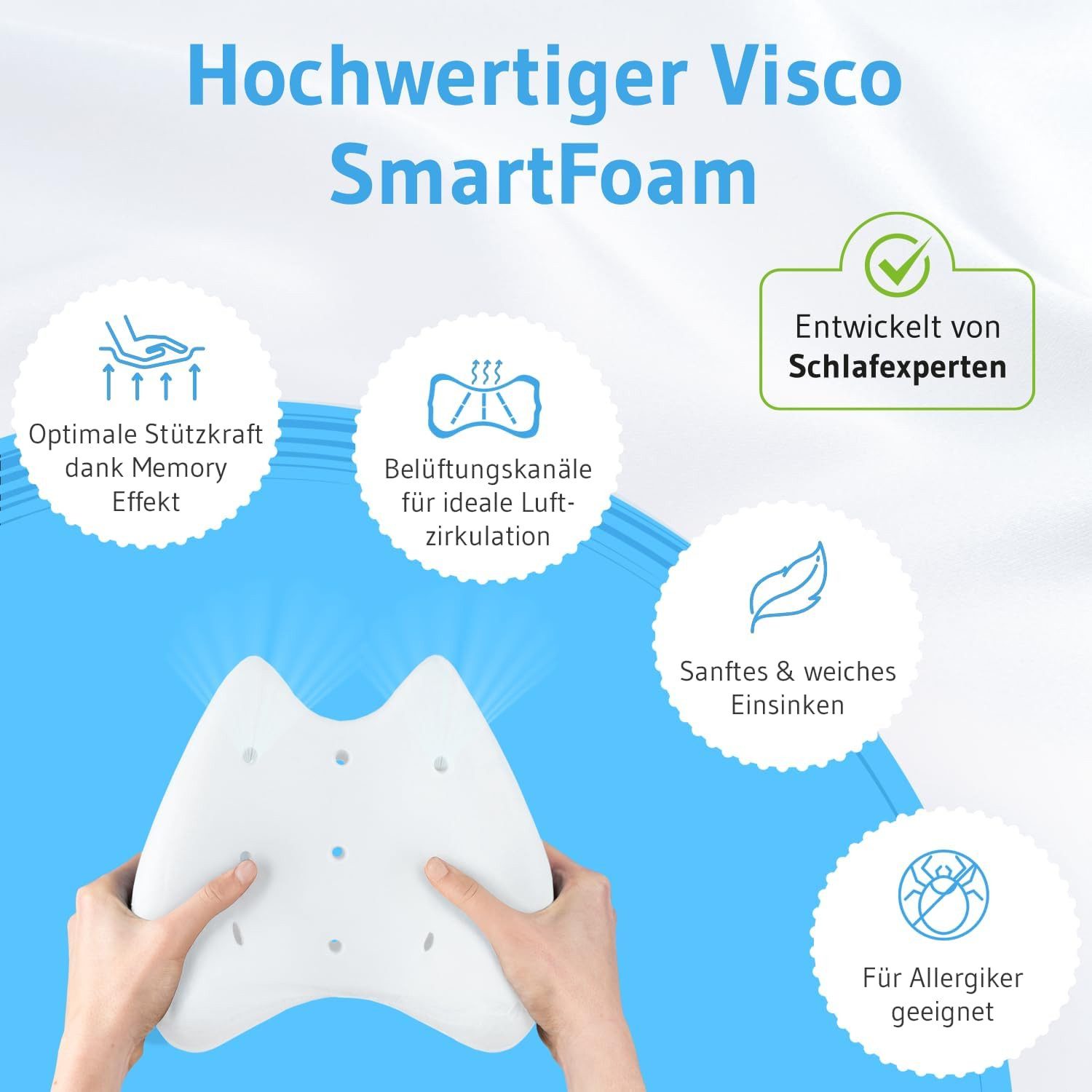 Third of Life Kniekissen Knie-Stützkissen für Seitenschläfer mit Memory Schaum, (1-St., Ergonomische Kniekissen für die Seitenlage von Third of Life), Unterstützt optimal eine gesunde Körperhaltung und die Wirbelsäule