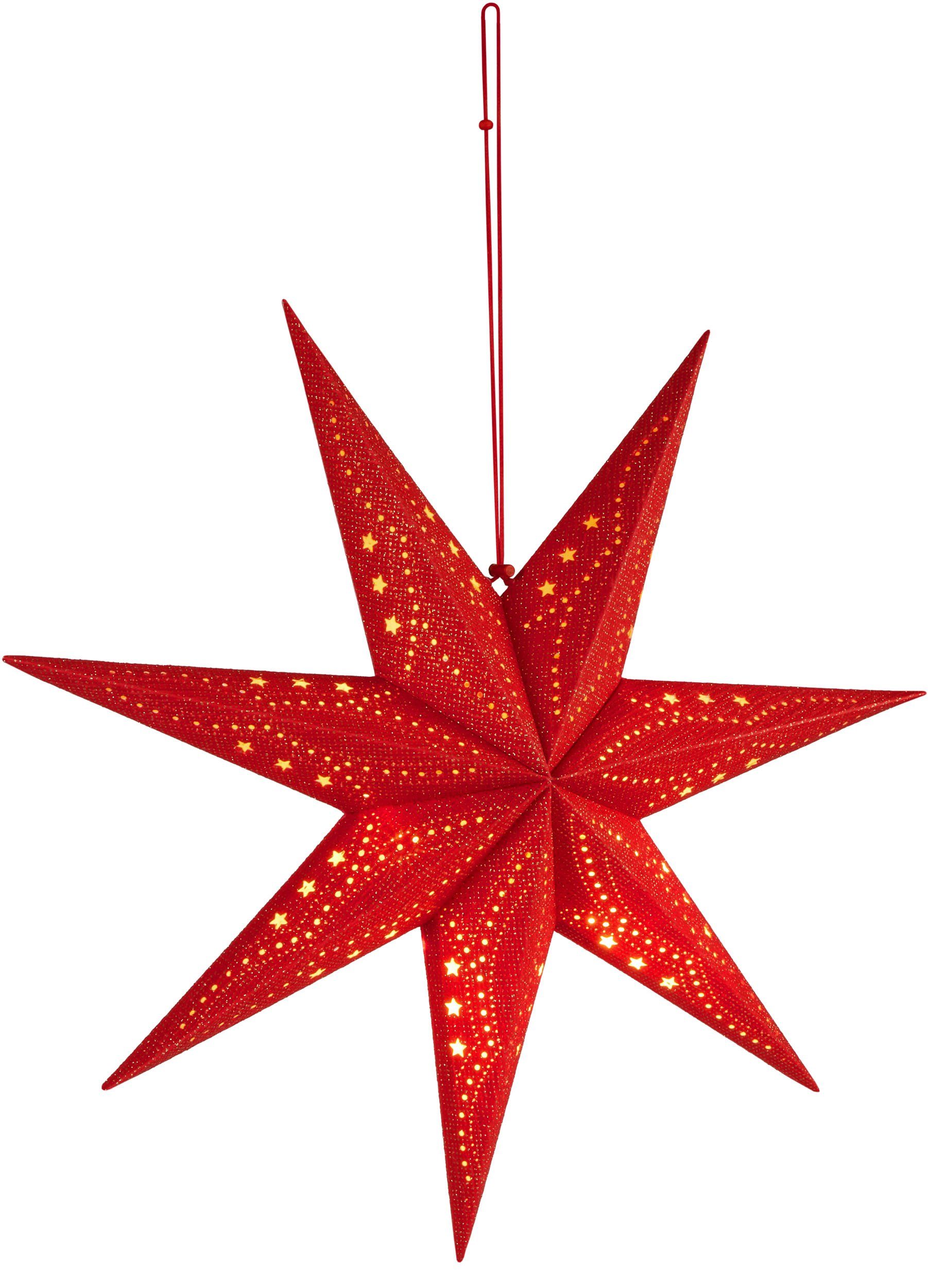60 Weihnachten - zum Papierstern Weihnachtsstern Leuchtstern E14 Fenster m Aufhängen Rot Dekostern 3,5 1 Fassung, Adventsstern cm - BRUBAKER mit Kabel mit Deko St., 3D