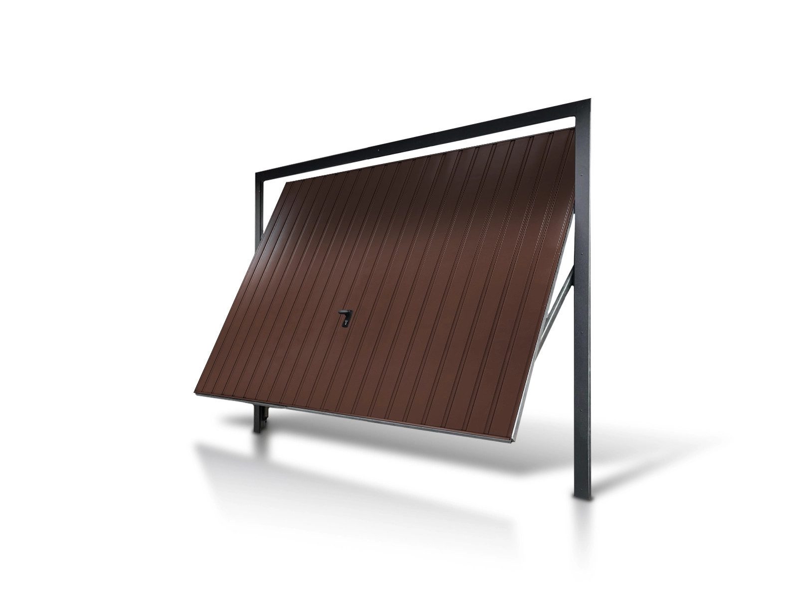 LiderStal Garagentor Schwingtor 2x2 m Stahl Dunkelbraun vertikale Sicke Paneel 10 cm, Durchfahrt 1,80 x 1,75 m, Zarge verzinkt