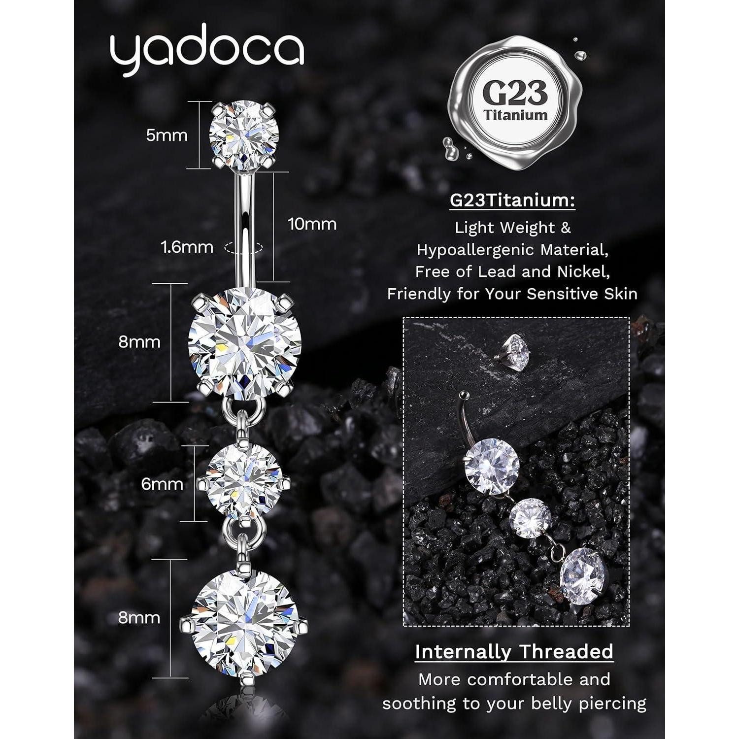 LuxusKollektion Bauchnabelpiercing Bauchnabelpiercing Titan Silber Gold Zirkonia 14G Bauchnabelpiercing – Bild 4 von 5