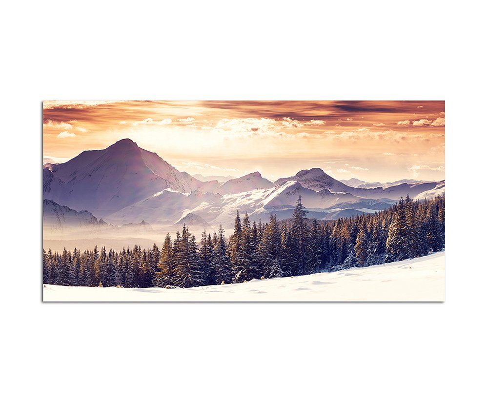 Leinwandbild 120x60cm Winterlandschaft Schnee Berge Wald
