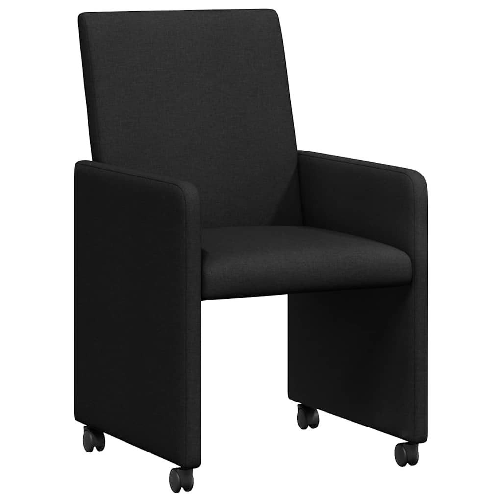 vidaXL Esszimmerstuhl Esszimmerstühle mit Rollen 2 Stk. Stoff Schwarz 57 x 66 x 94 cm (2 St)