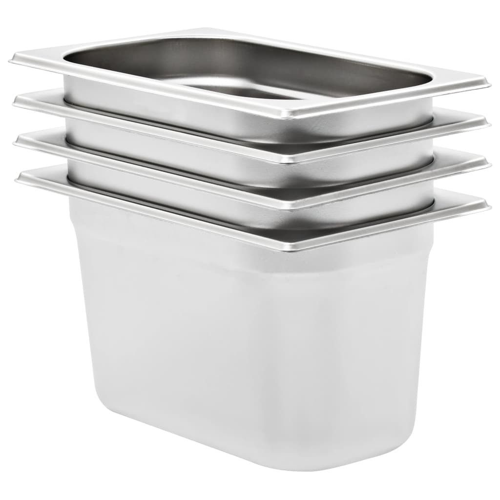 vidaXL Thermobehälter Gastronormbehälter 4 Stk. GN 1/4 150 mm Edelstahl, Edelstahl
