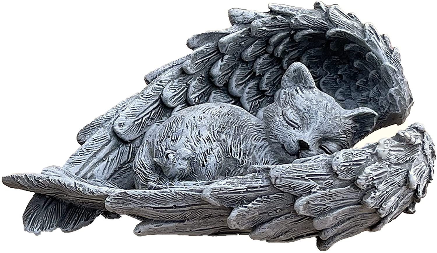 Stone and Style Gartenfigur Steinfigur Grabschmuck Katze im Flügel günstig online kaufen