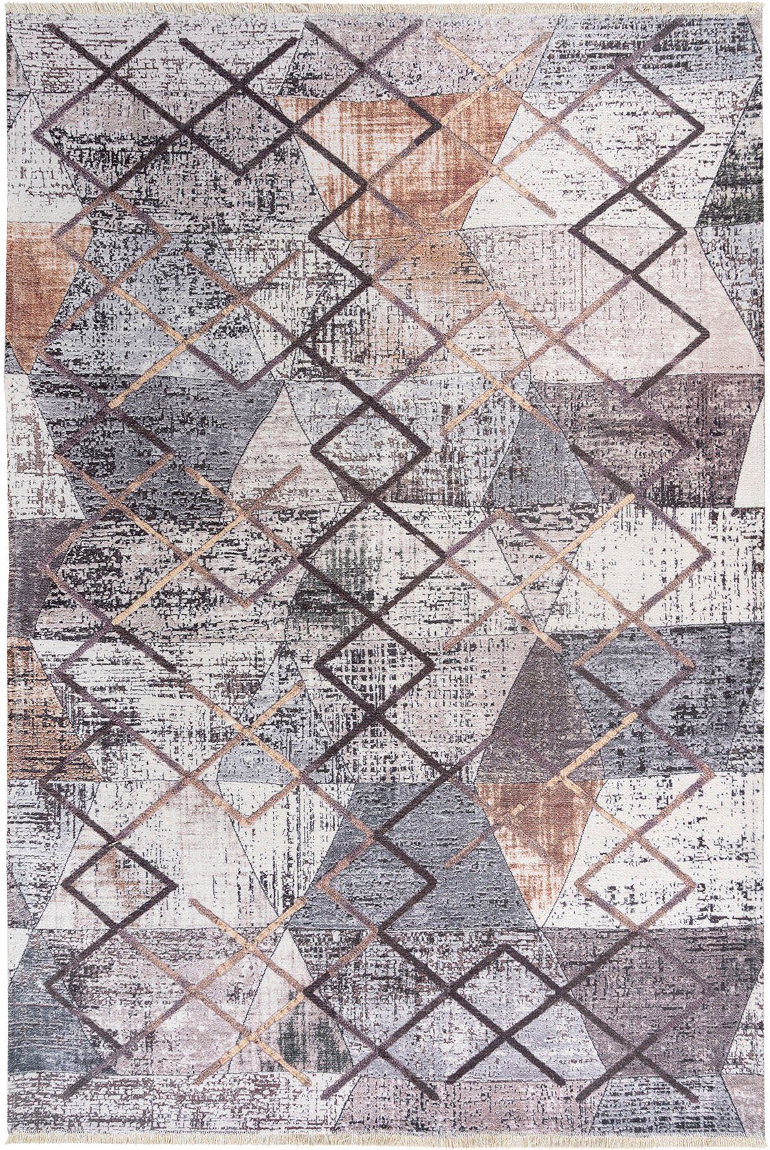 Obsession Teppich My Valencia 631, rechteckig, Höhe: 6 mm, recycelte Materialien, modernes Design, mit Fransen, waschbar