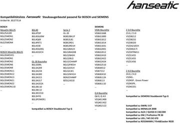 Hanseatic Staubsaugerbeutel, passend für HANSEATIC Staubsauger / BOSCH Serie 2 BGL2xxx / BGL25xxx / Serie 3 BGL30xxx / BGL35xxx / MoveOn und SIEMENS VS06Axxx / VS06Bxxx / Z3.0 VSZ3xxx / Z4.0 VSZ4xxx, 10er- Pack