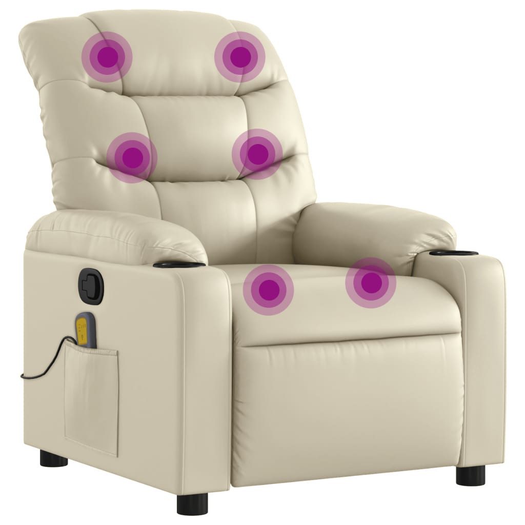 vidaXL Sessel Massagesessel Creme Kunstleder (1-St) günstig online kaufen