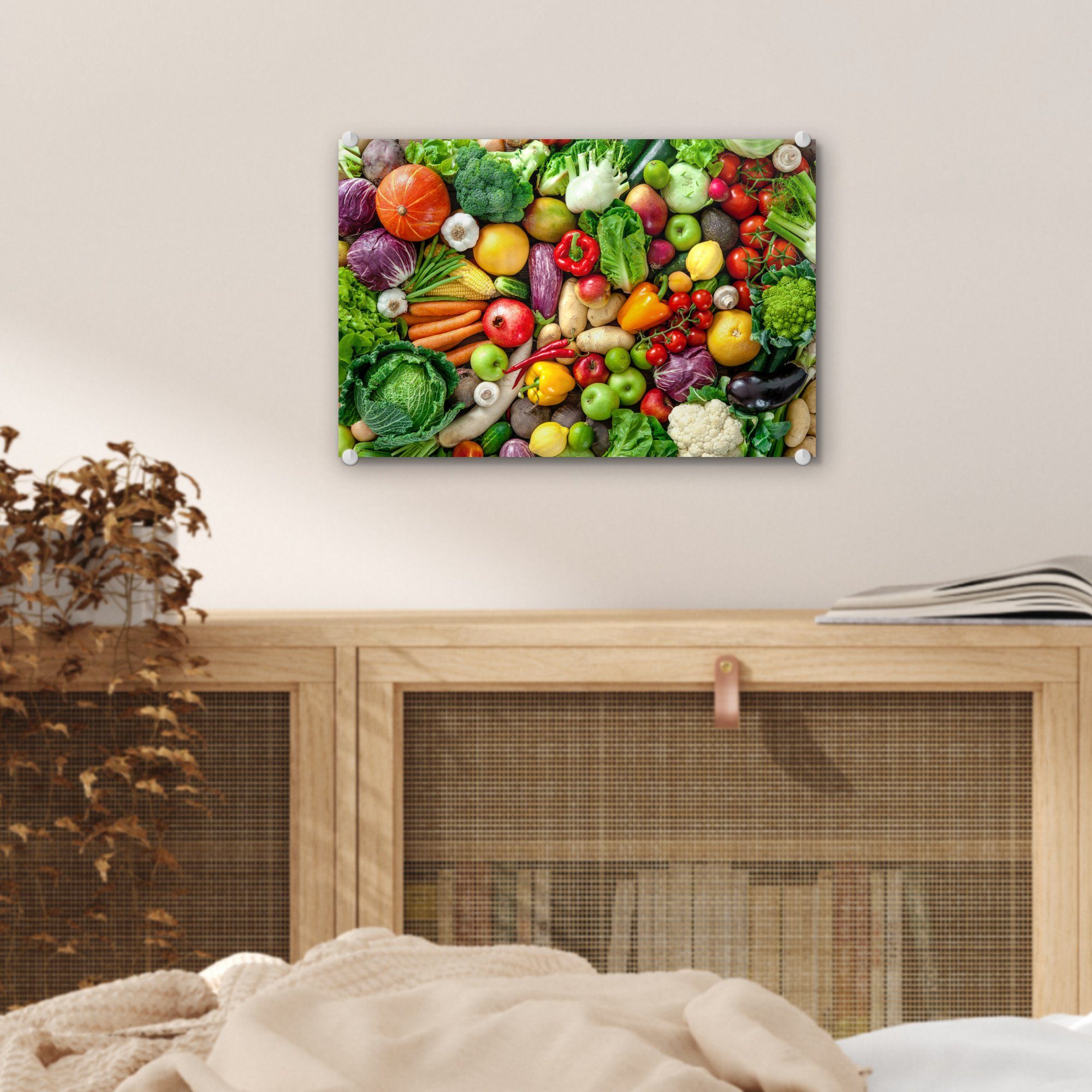 - Obst Wandbild Gemüse - - St), (1 auf Glas Bilder Glas - Apfel, Foto Glasbilder - MuchoWow Wanddekoration auf Acrylglasbild