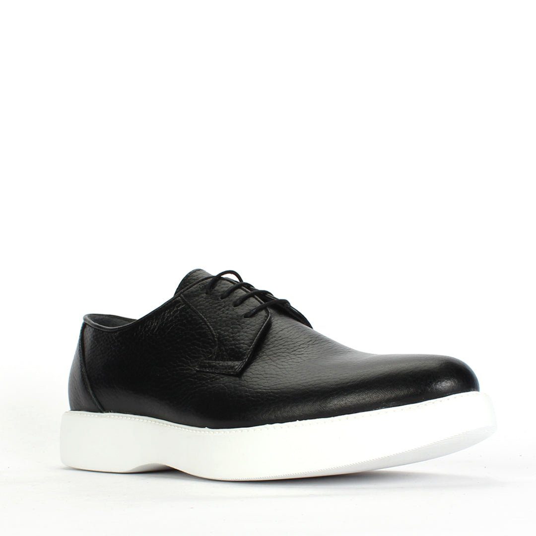 Celal Gültekin Leder Derby Plateau Sneaker Herren Sneaker Narbenleder Derby, Echtleder-Futter, Schwarz/Weiß, 41