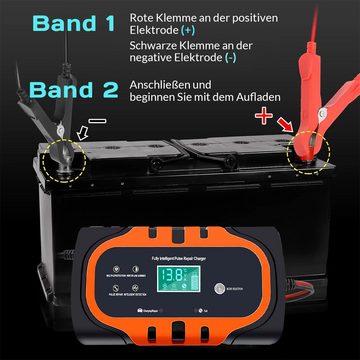 MDHAND Auto Motorrad Autobatterie-Ladegerät (1-tlg., 10A 12V mit LCD-Bildschirm und Wartungsfunktion für Auto Motorrad Auto)