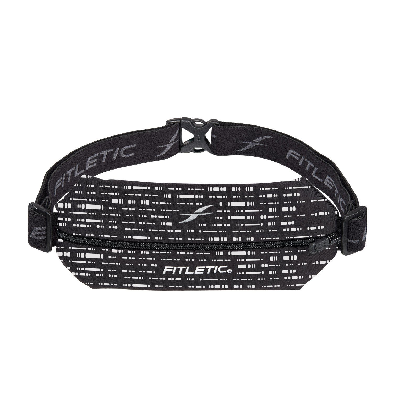 Fitletic Laufgürtel MINI SPORT BELT PLUS - Laufgürtel für Handy, Sportgürtel, Fitnessgürtel, Lauftasche, Running Belt, Hüfttasche für Jogging, Laufen, Sport, Fitness Premium Laufausrüstung Morse Code