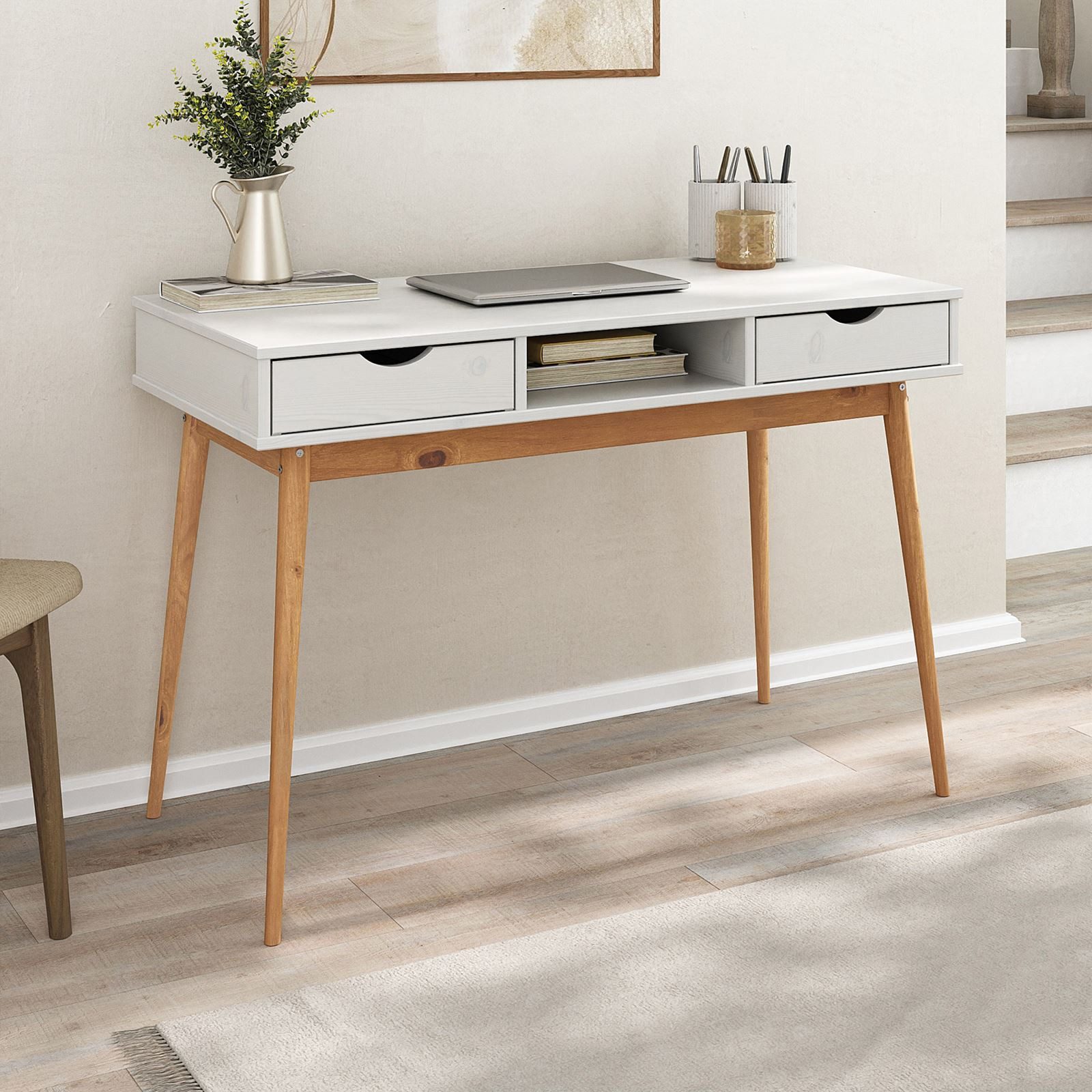 IDIMEX Schreibtisch STEFANO, Bürotisch mit Schubladen aus Massivholz Konsol günstig online kaufen