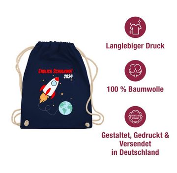 Shirtracer Turnbeutel Endlich Schulkind Rakete 2024, Schulanfang & Einschulung Geschenk Turnbeutel