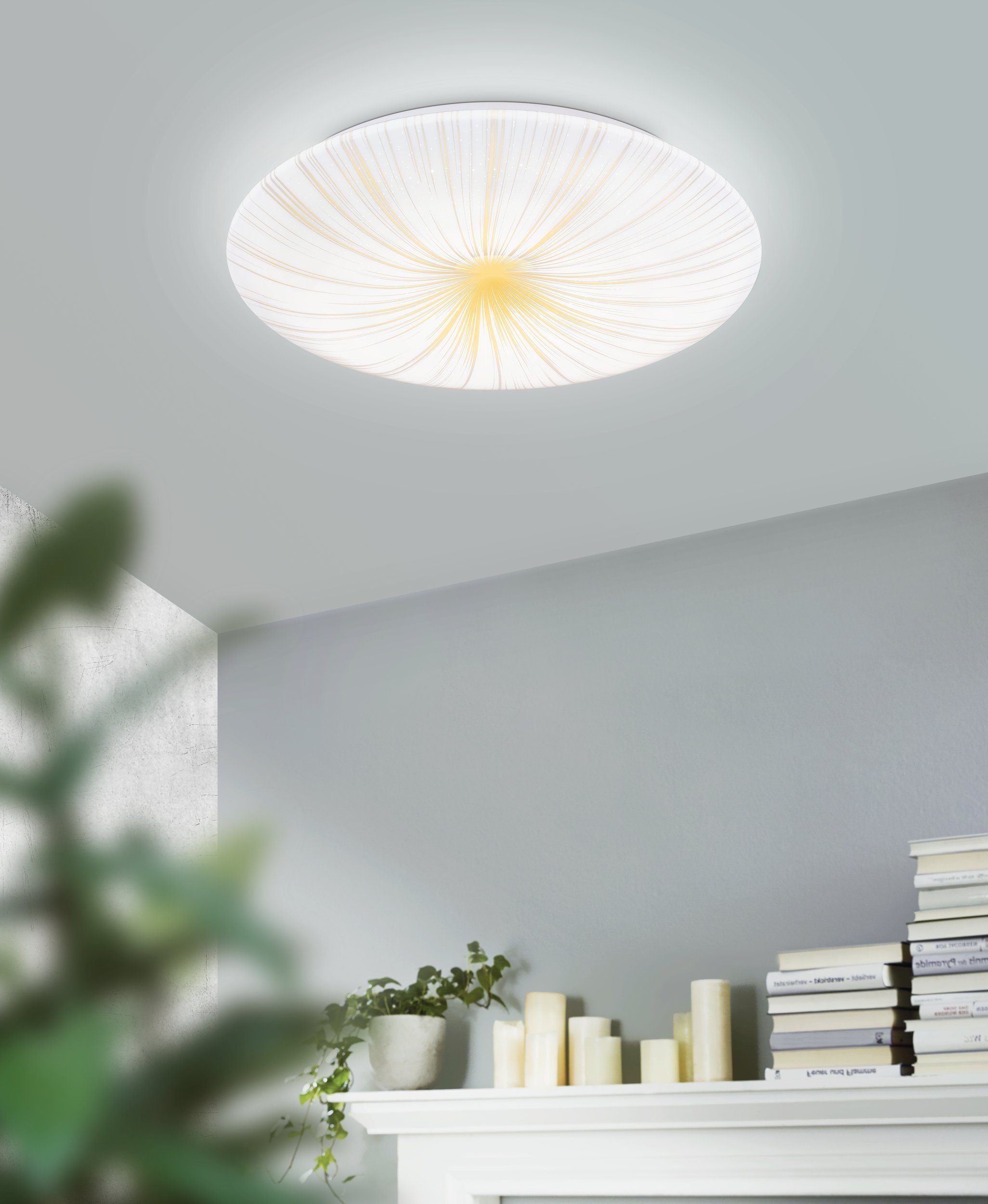 EGLO LED Deckenleuchte Nieves 1, Leuchtmittel inklusive, Ø 31 cm,  Deckenleuchte, Flurlampe in weiß und gold, Schlafzimmerlampe