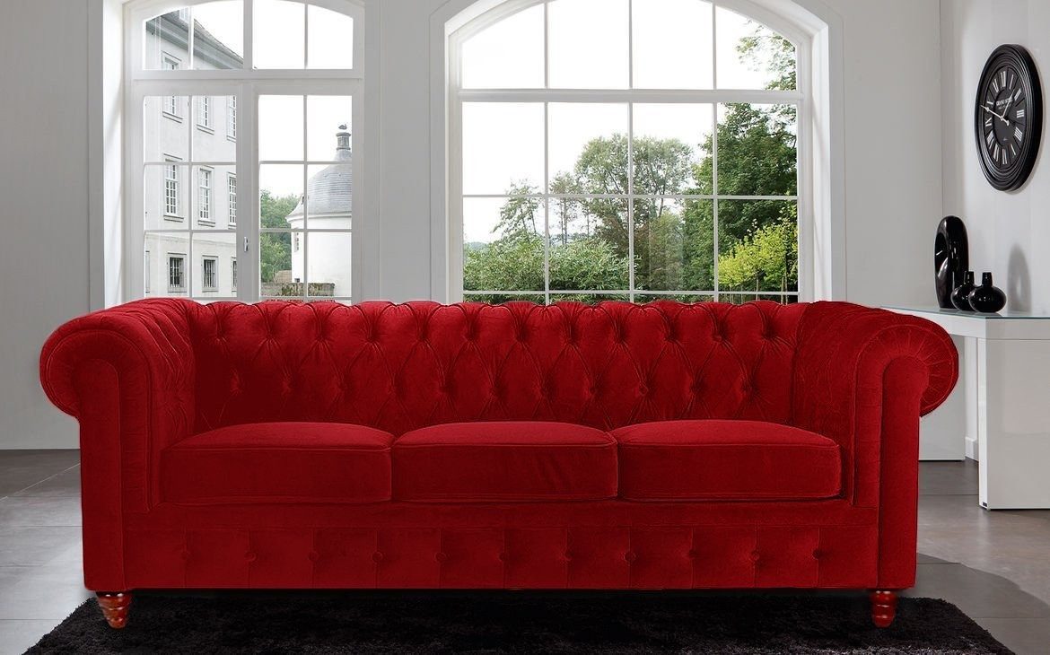 JVmoebel Chesterfield-Sofa Chesterfield Sofa aus Leder und Textil in elegantem Design, Made in Europa