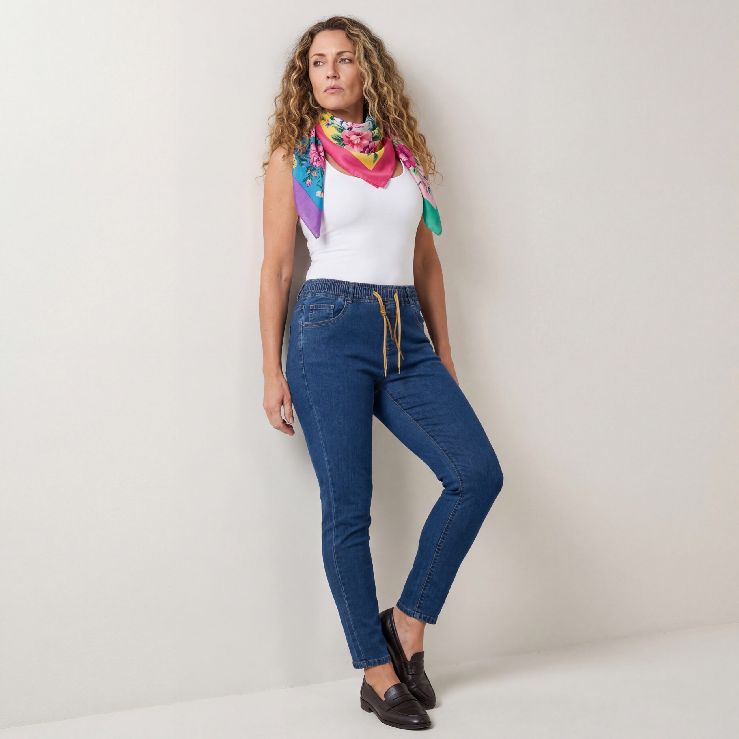 Cherry Berry Stretch-Jeans Damen Jeanshose Slim Fit Bequeme Jeans Gummizug erhältlich in 36 bis 46, Kurzgröße (maximale Körpergröße bis 1,68m) – Bild 5 von 5