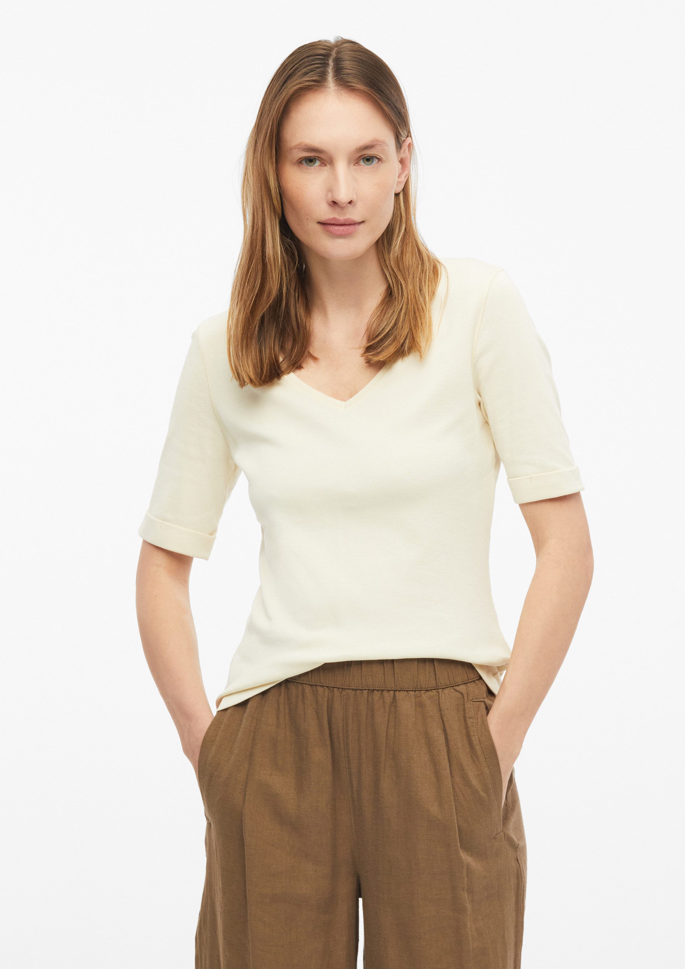s.Oliver Kurzarmshirt T-Shirt Elastisches T-Shirt im Slim Fit