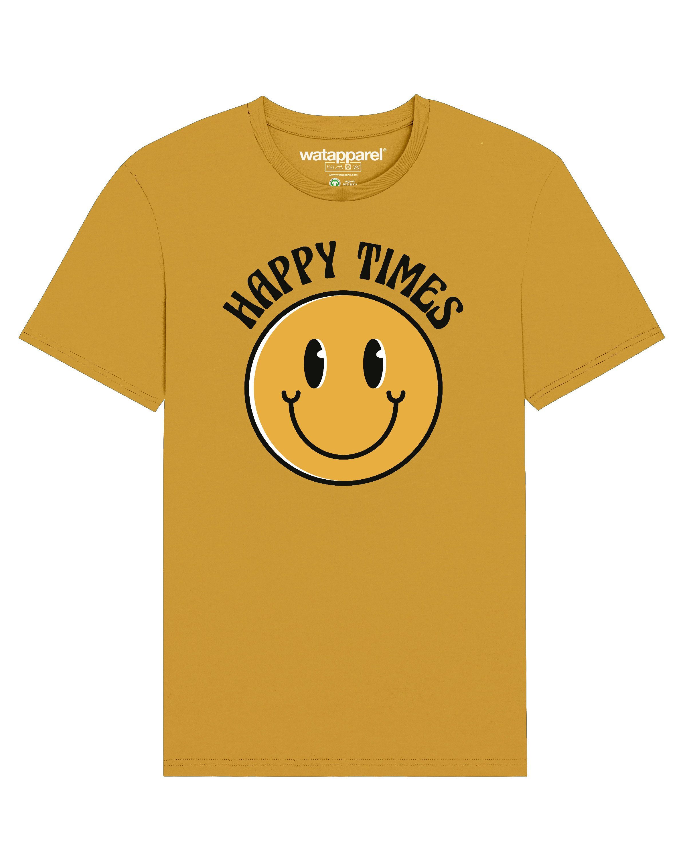 wat? Apparel Print-Shirt Happy times smiley emoji (1-tlg) ocker