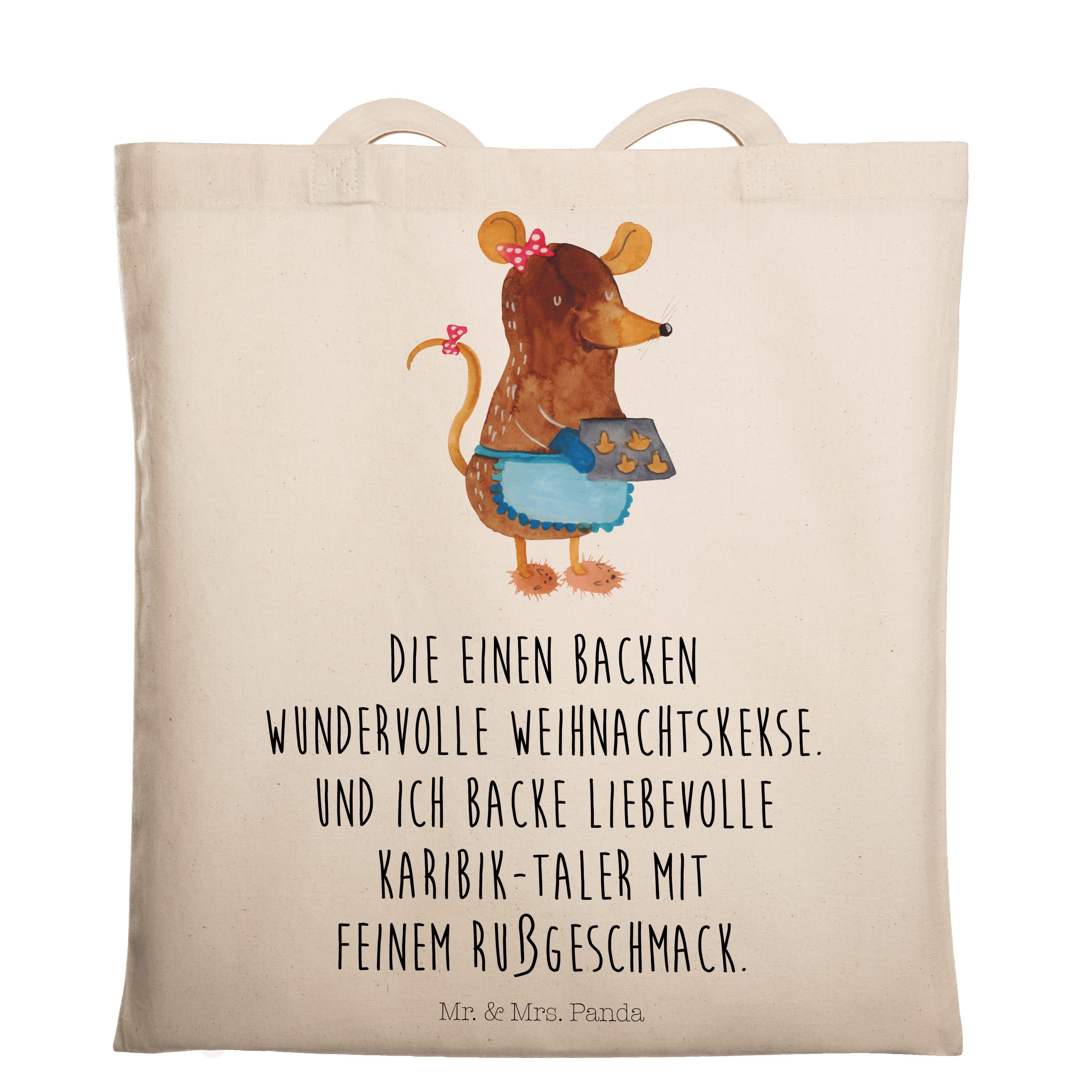 - & Transparent Geschenk, Tragetasche (1-tlg) Kekse Weihnachtsbäcker Einkaufstasche, Mrs. - Panda Mr. Maus