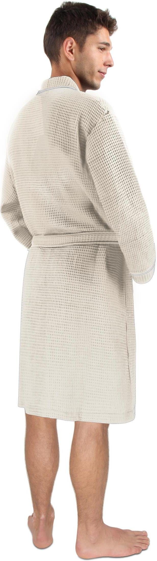 normani Herrenbademantel Herren Morgenmantel mit Waffel-Piqué Bali, 110, Baumwolle, Schalkragen, Bindegürtel, Bademantel aus weicher Baumwolle – Bild 4 von 5
