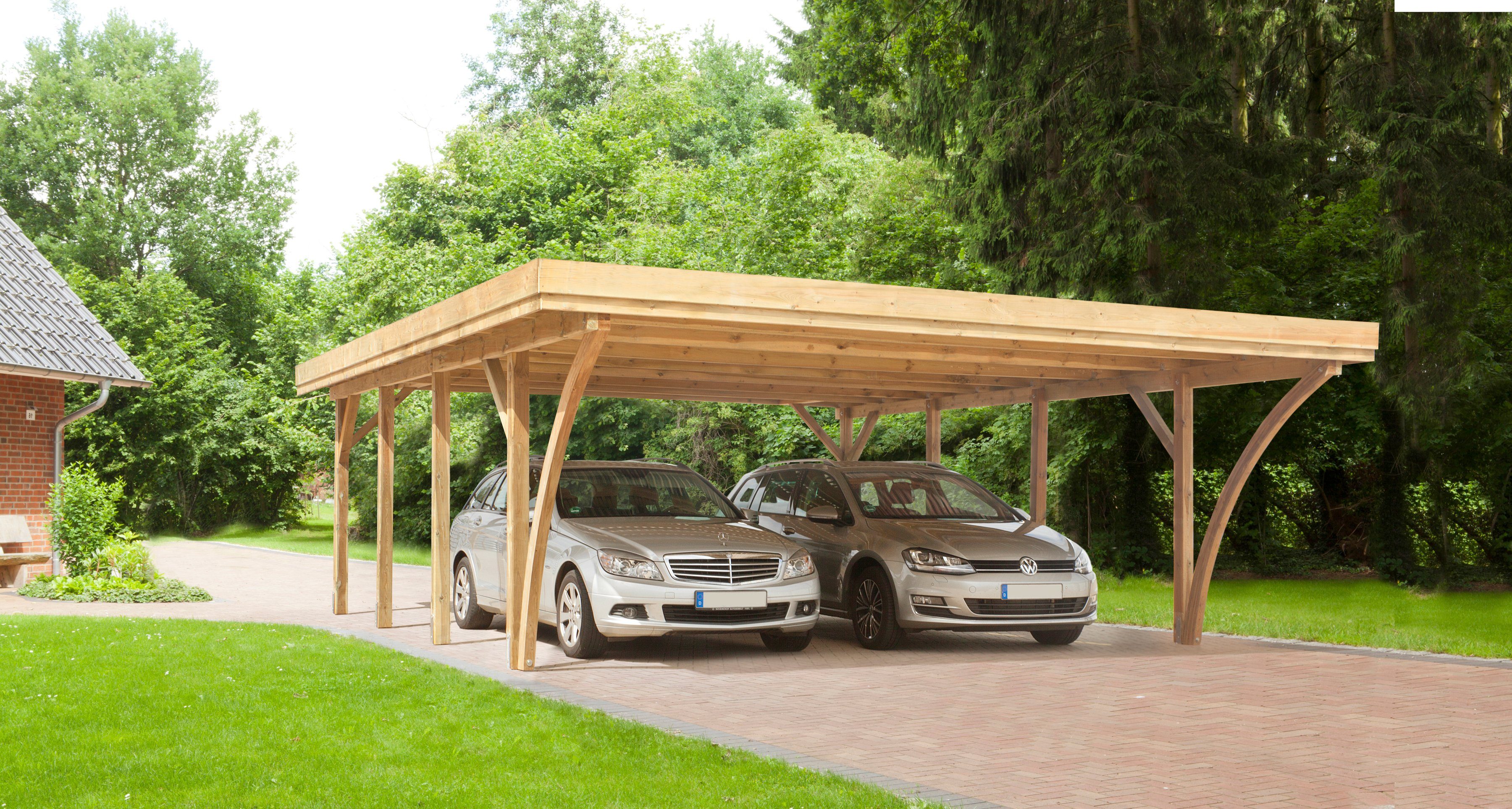 Kiehn-Holz Doppelcarport KH 105, BxT: 604x760 cm, 210 cm Einfahrtshöhe,  Alu-Dach