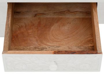 Home affaire Schreibtisch Lavin, Mangoholz, mit dekorativen Schnitzereien, Handgefertigt, Breite 111 cm