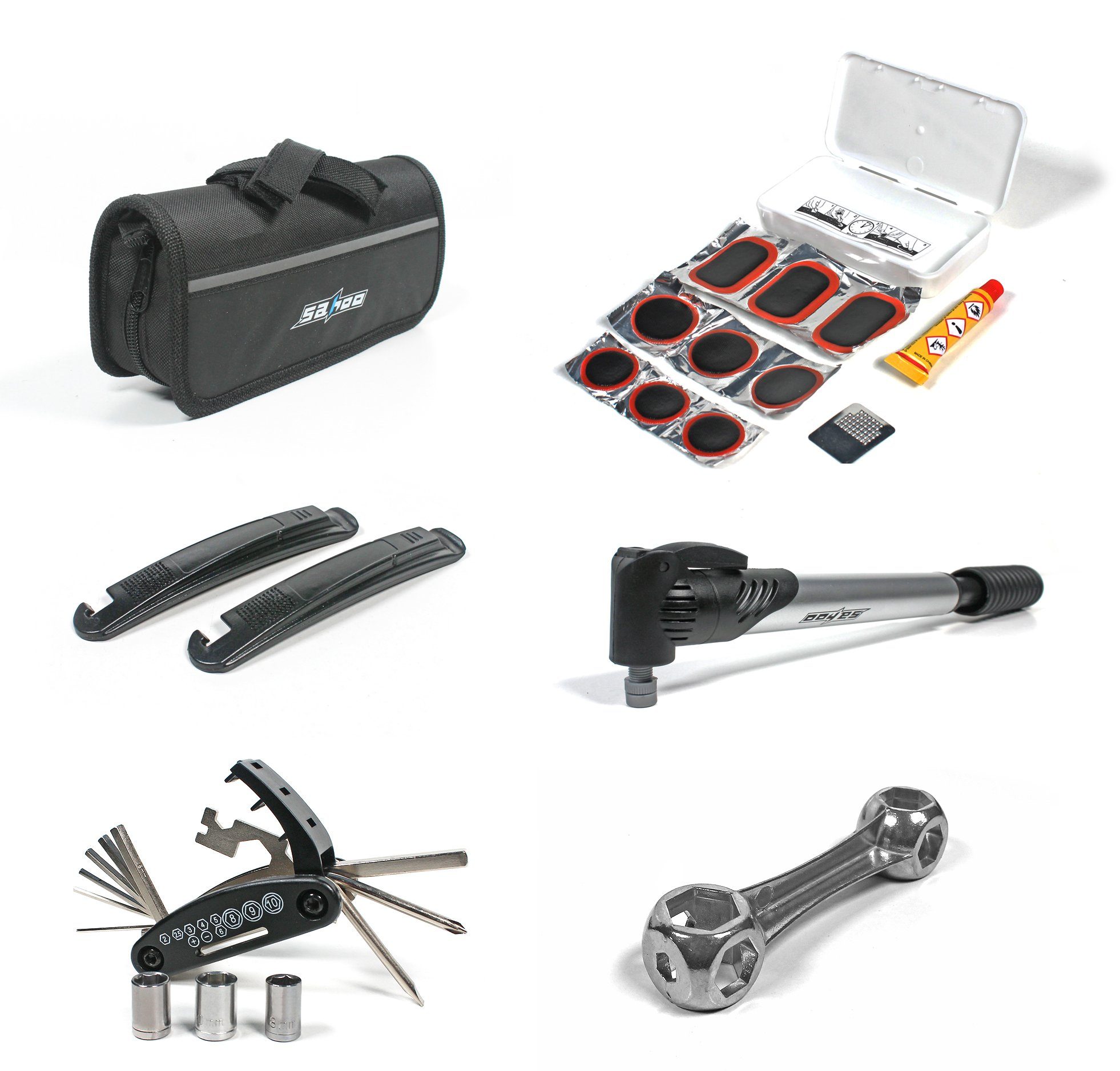 Yudu Fahrradwerkzeugset »Fahrrad Reparatur Werkzeug Set Notfallwerkzeug  Fahrradpumpe Tasche«